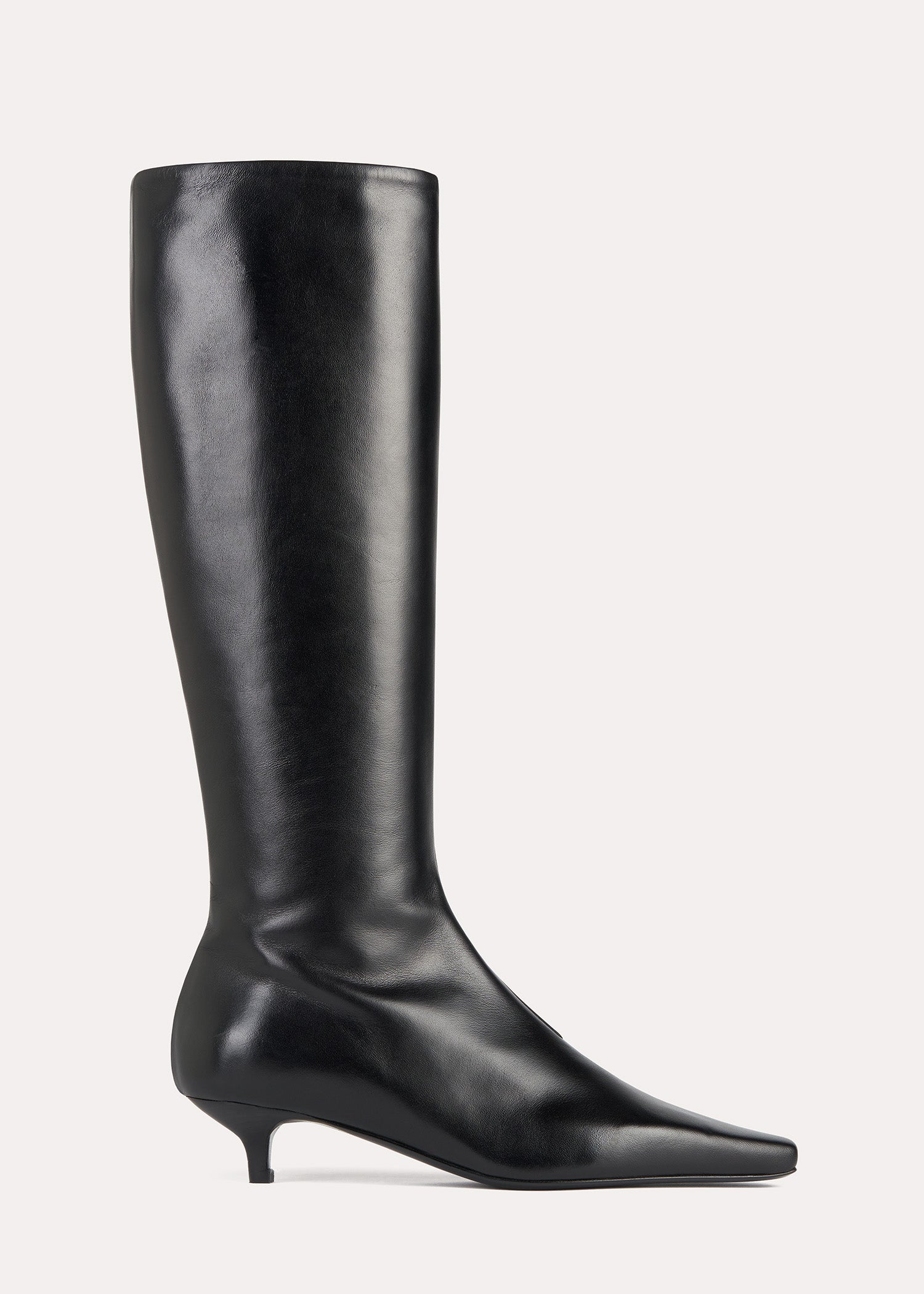 Slim leather-suede knee-high boots black