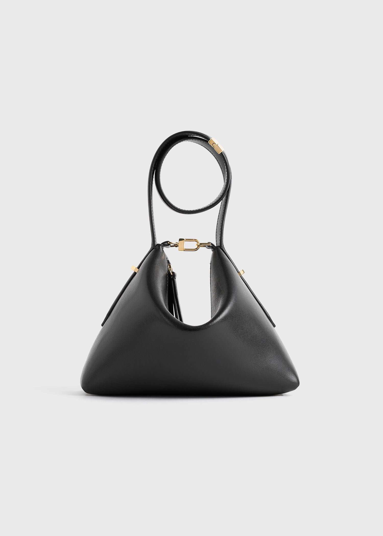 Bevel leather wristlet black