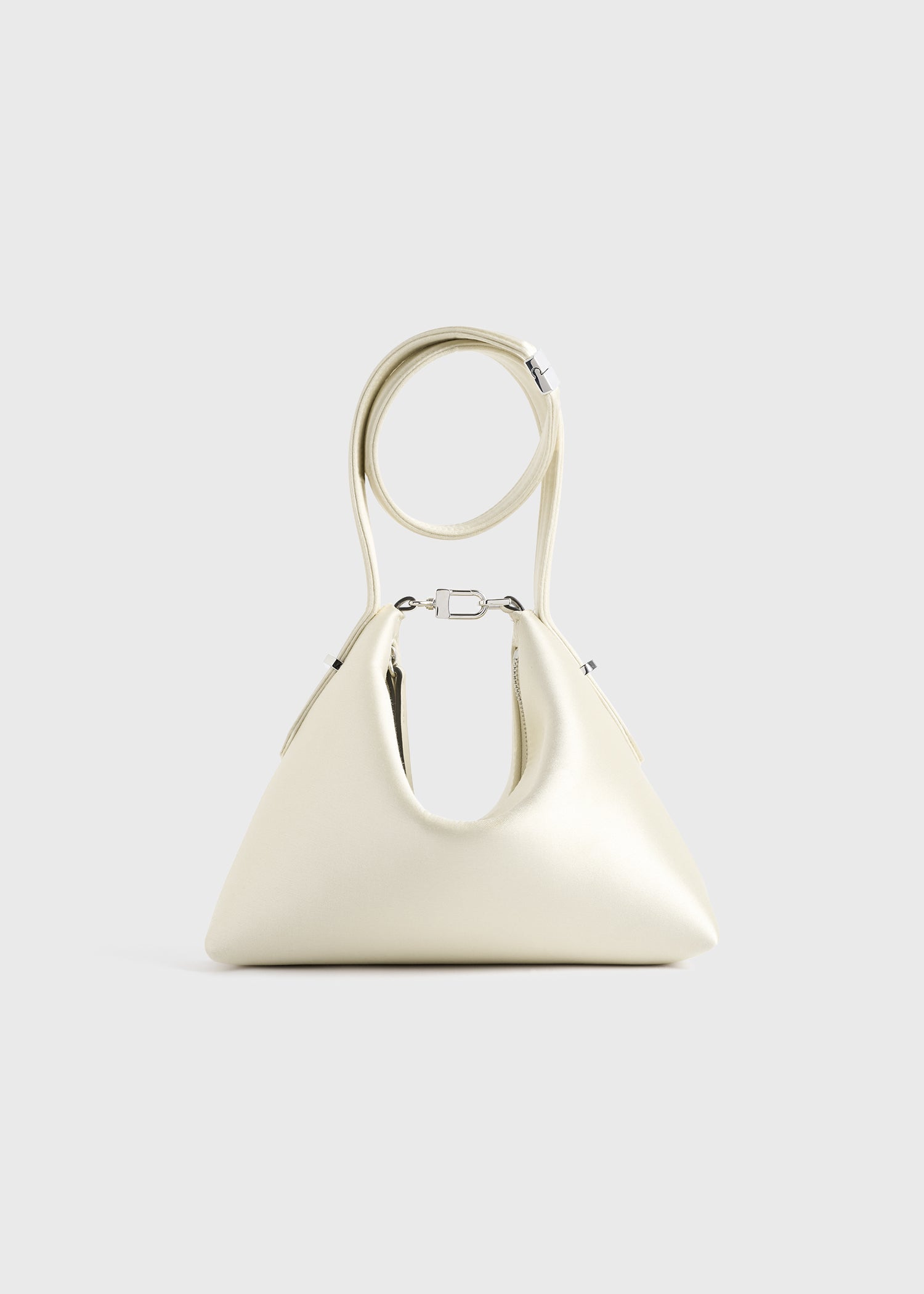 Bevel satin wristlet ecru