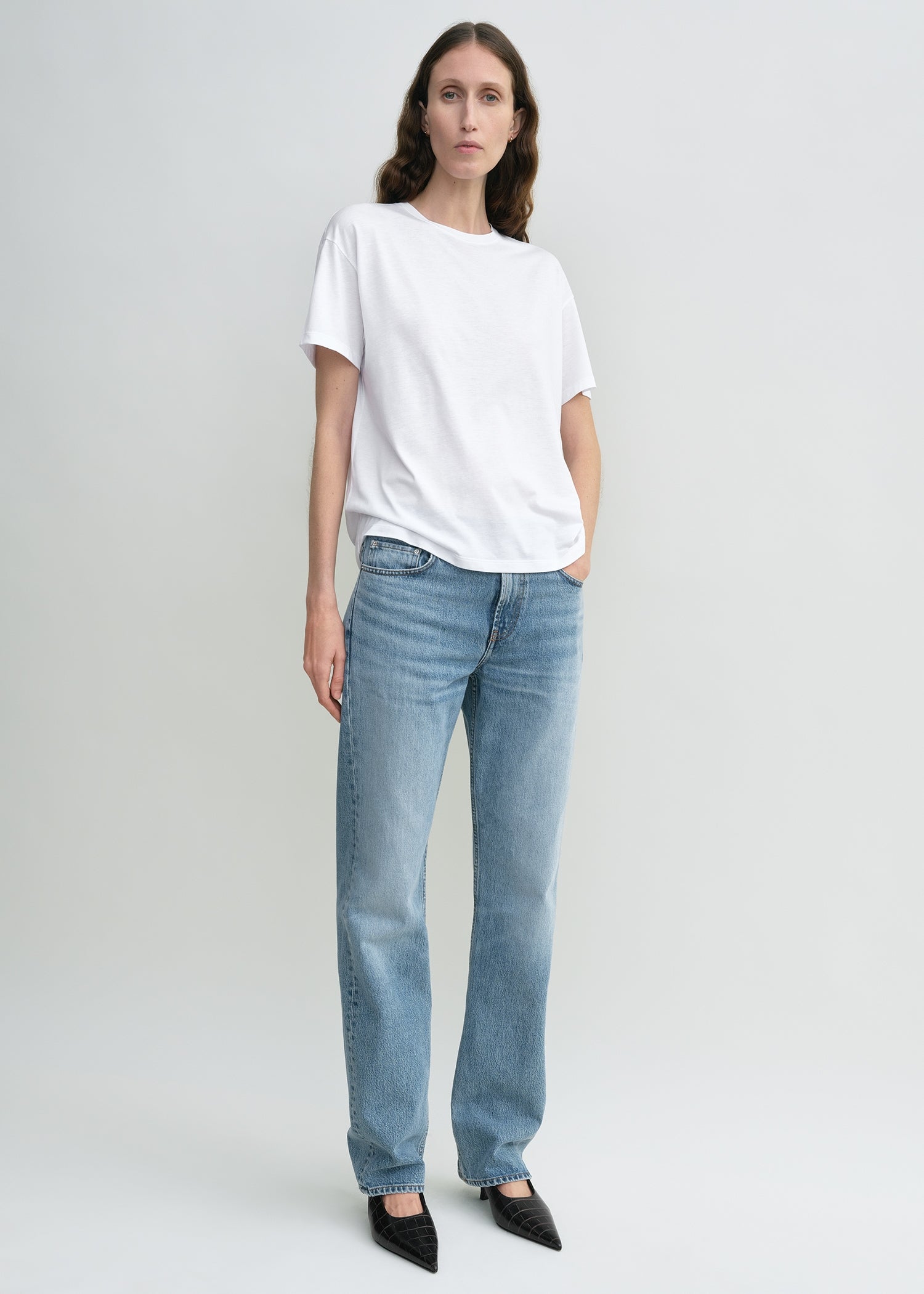 Low straight denim true vintage blue