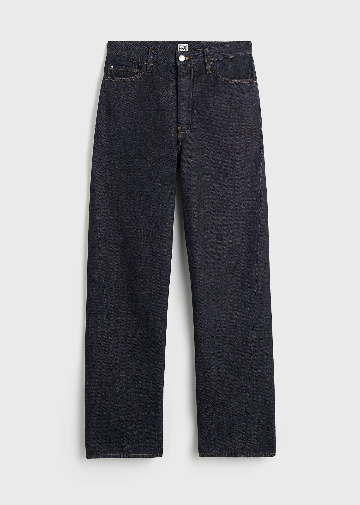 Twisted seam denim full length rinsed blue