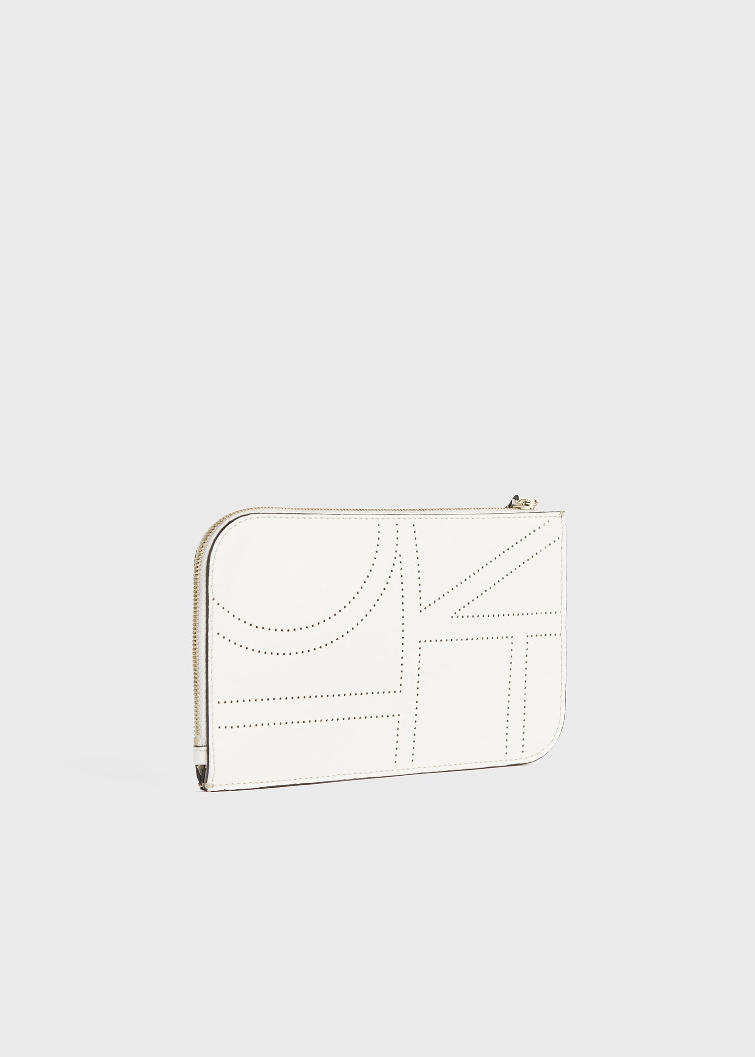 Monogram leather wristlet pouch milk