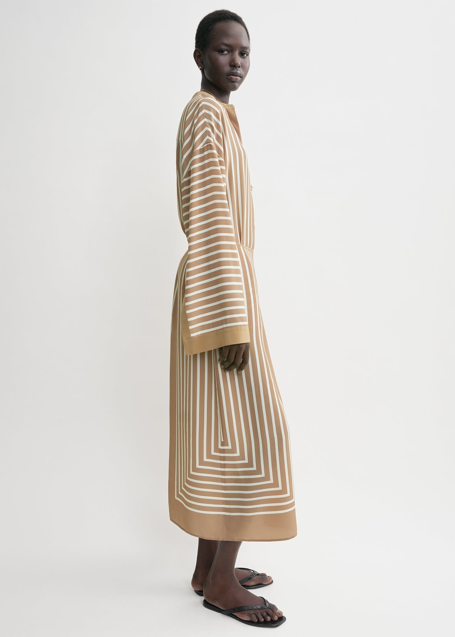 Monogram silk wrap skirt camel/white