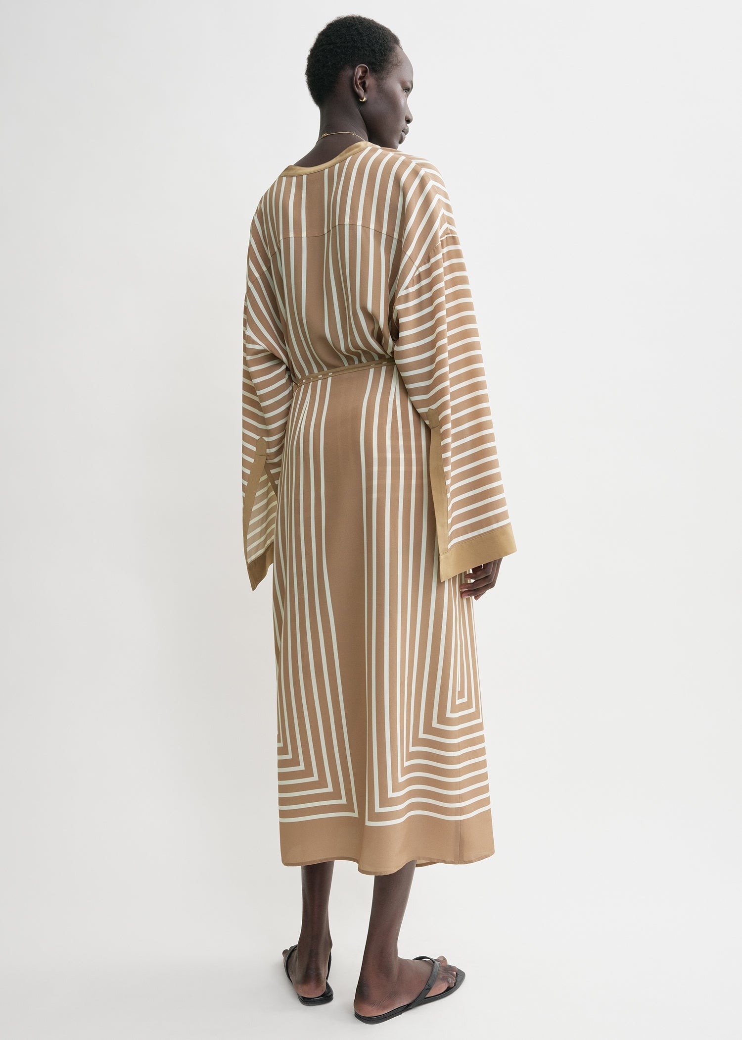 Monogram silk wrap skirt camel/white