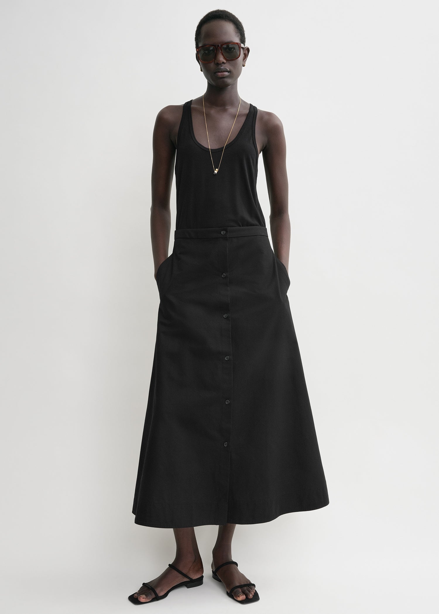 Jacquard stripe skirt black