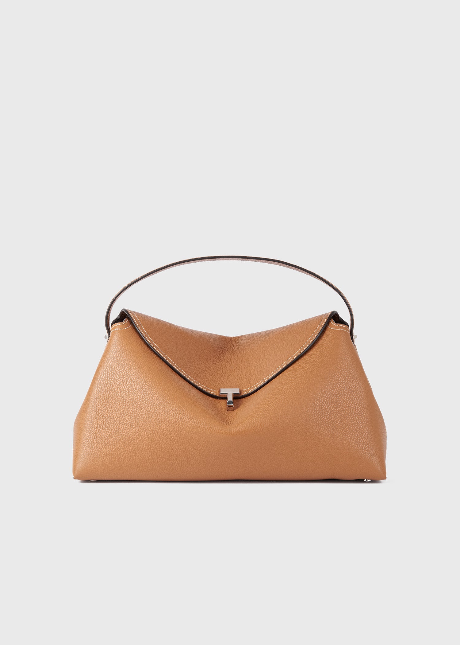 T-Lock grained-leather top handle tan