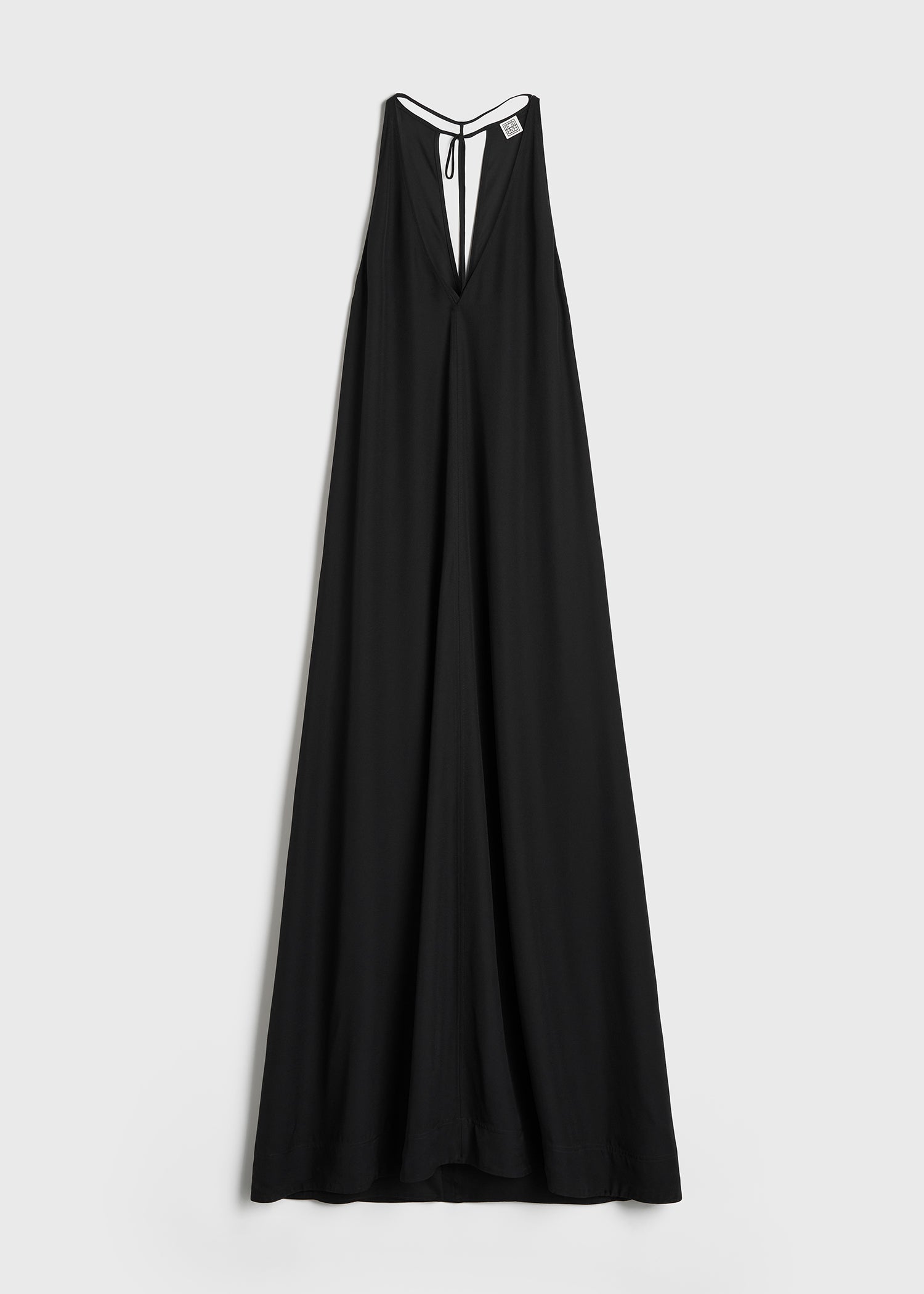 T-strap crepe-back satin dress black