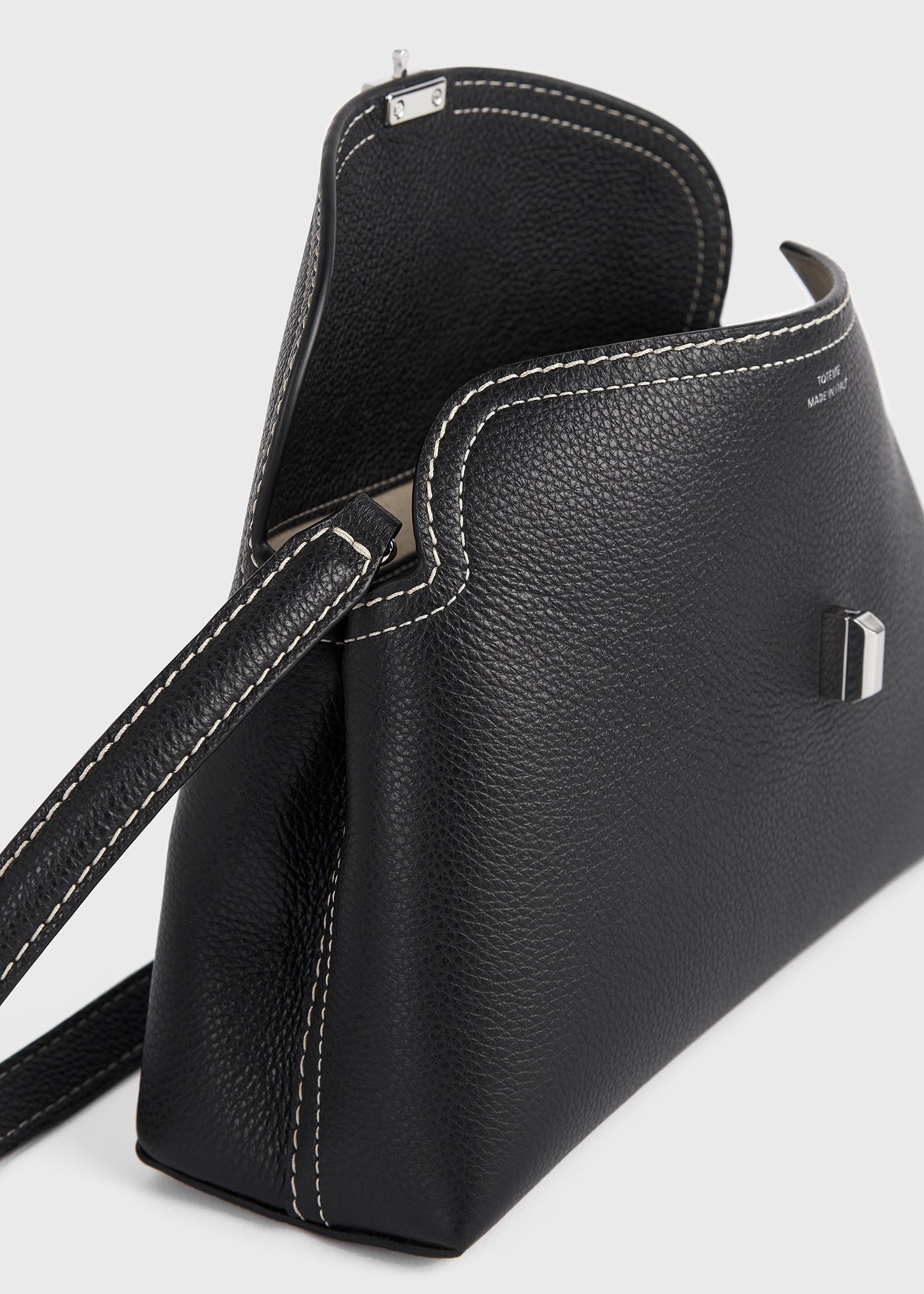 T-Lock grained-leather clutch black