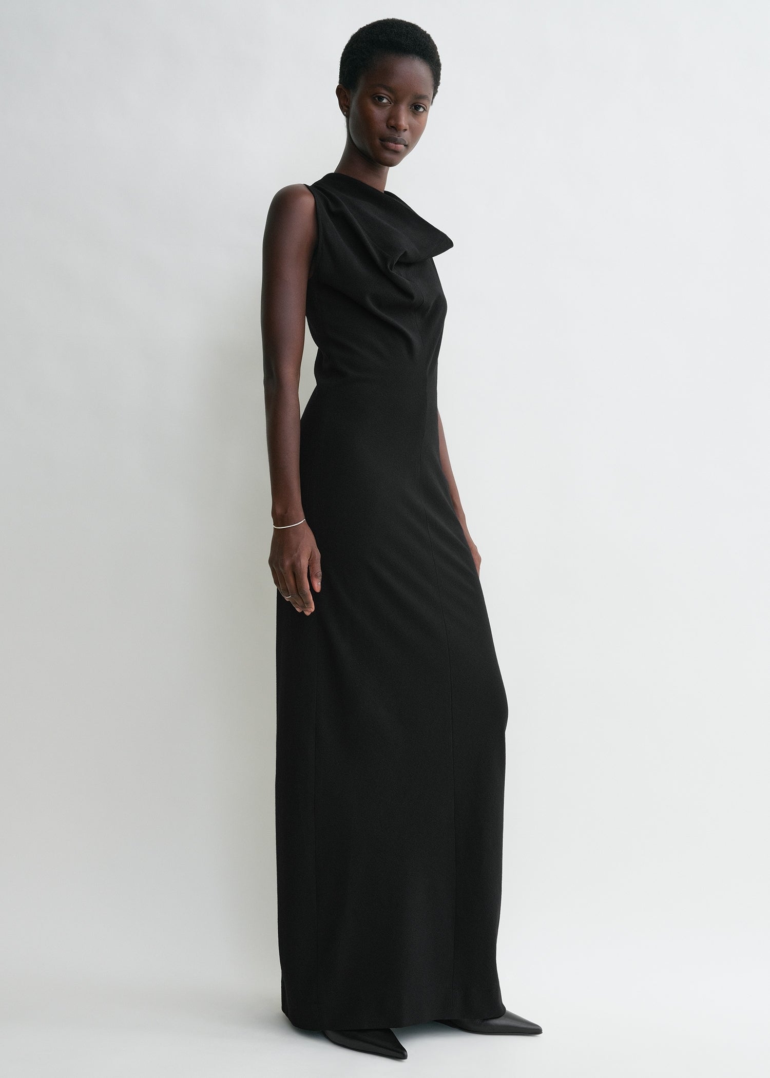 Cowl-neck dress black
