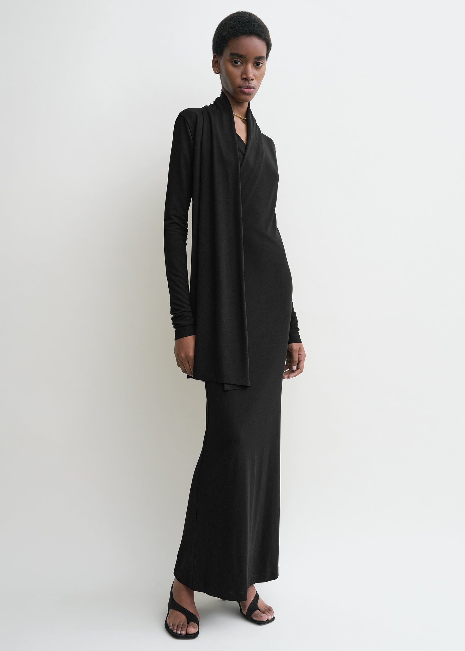 Overlapped jersey dress black