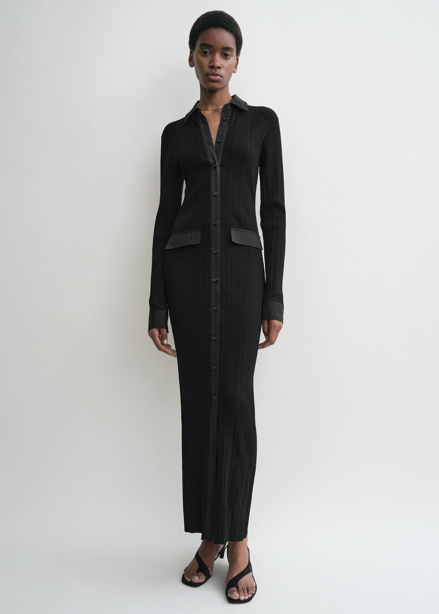 Knitted shirt dress black