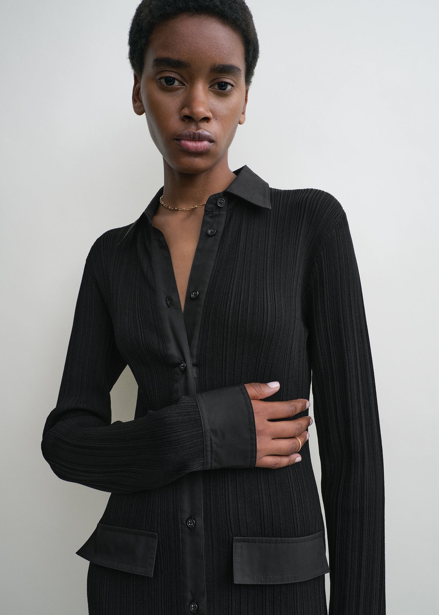 Knitted shirt dress black