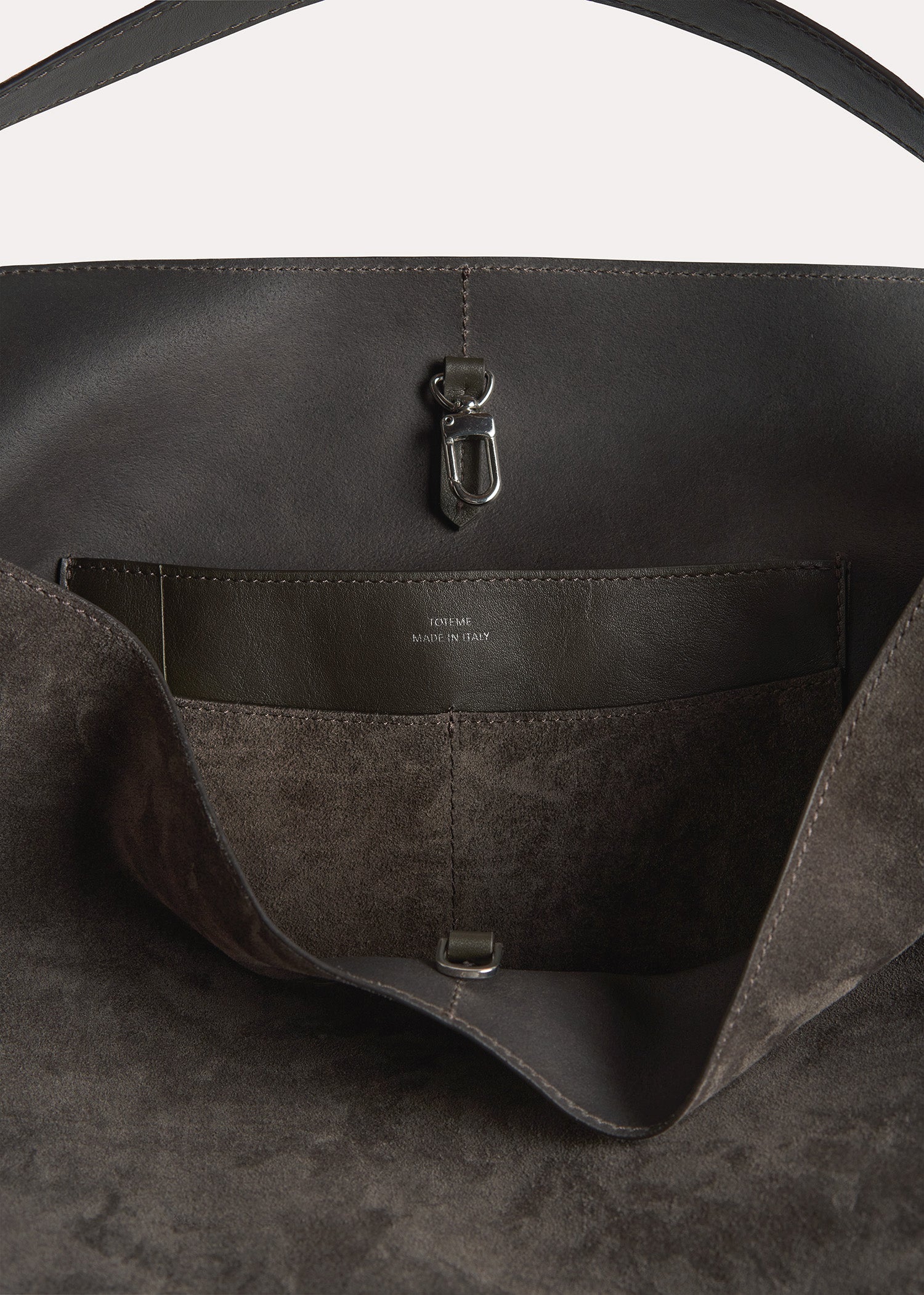 Belted suede tote granite