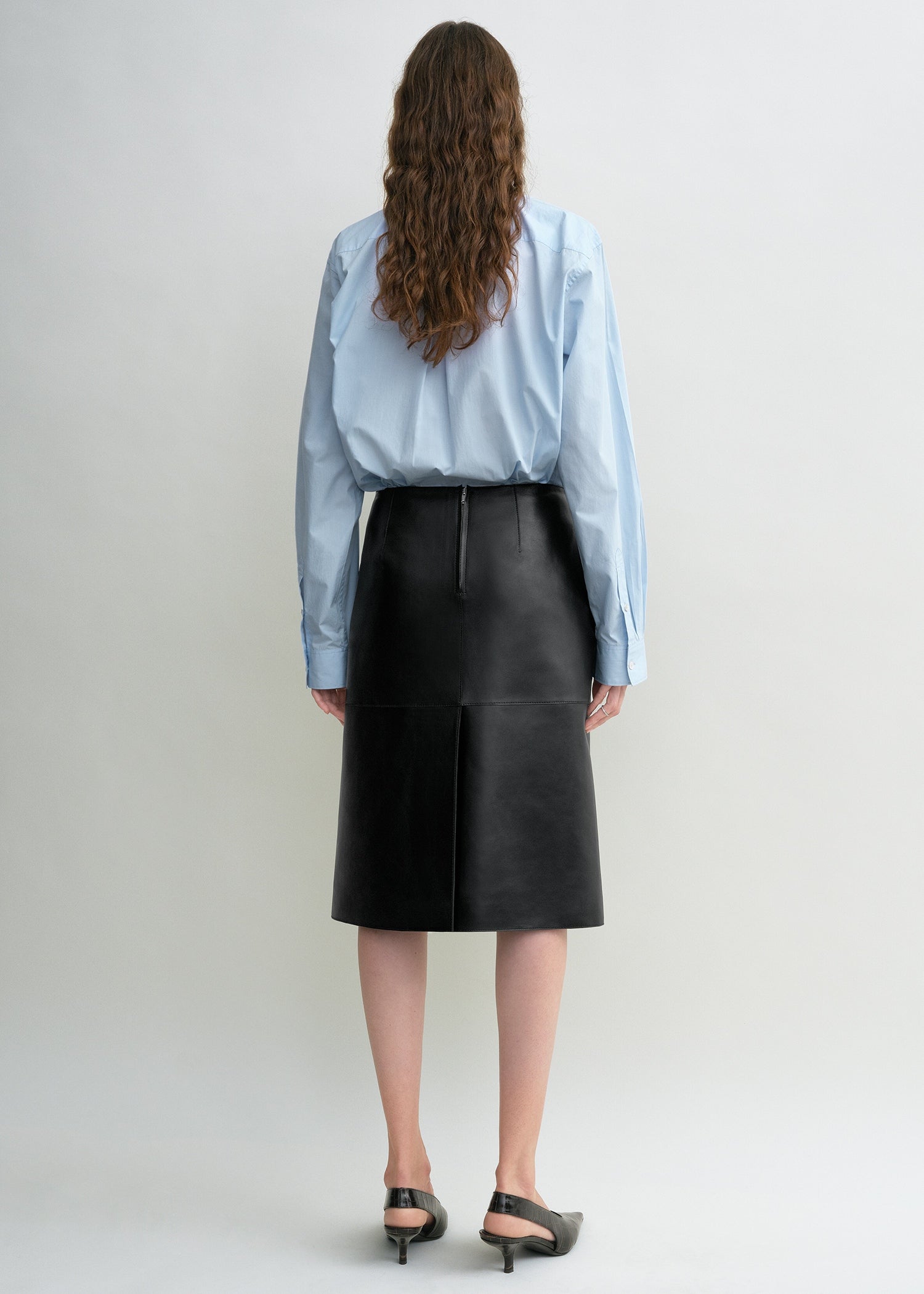 Paneled leather skirt black