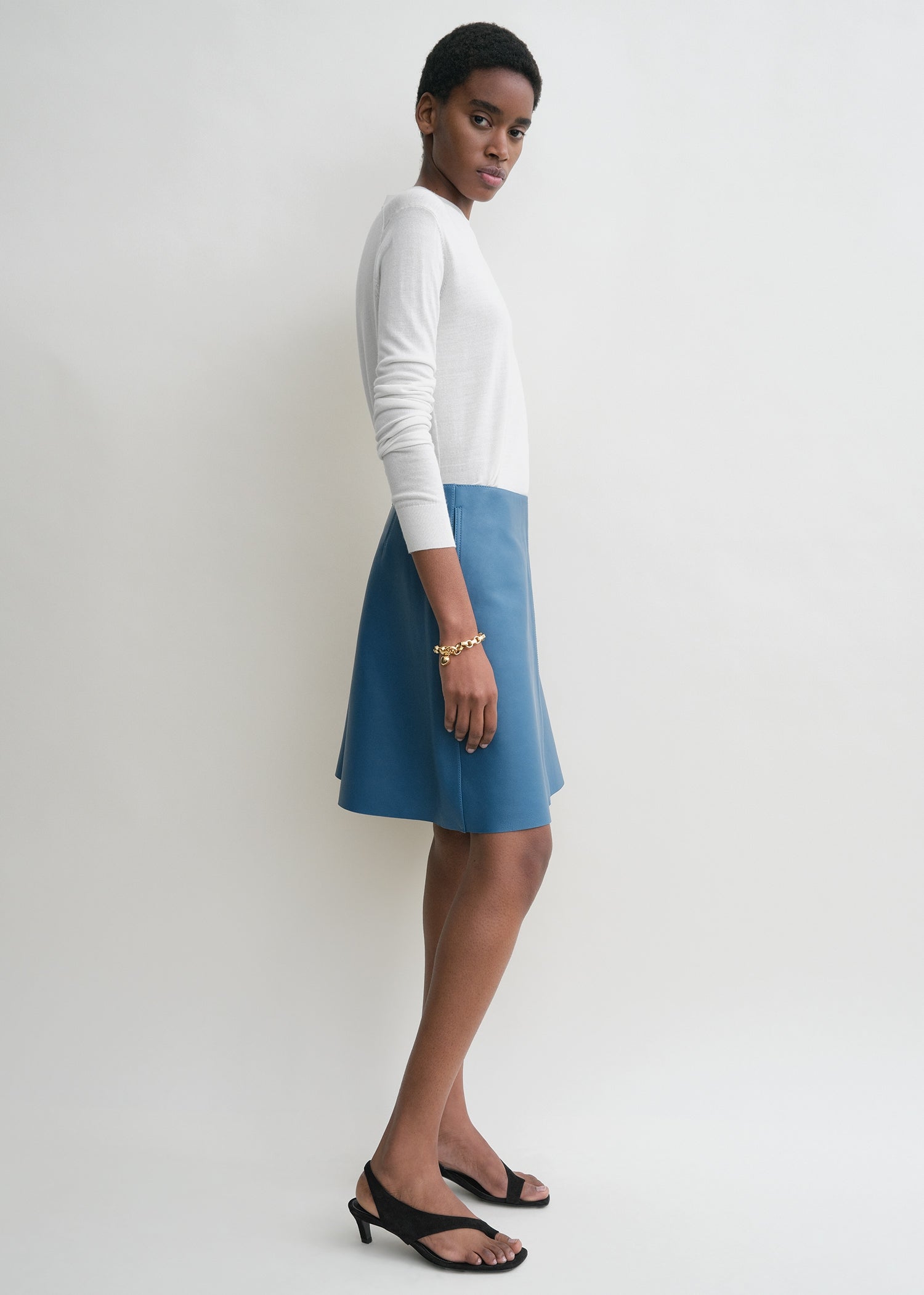 Leather skirt azure