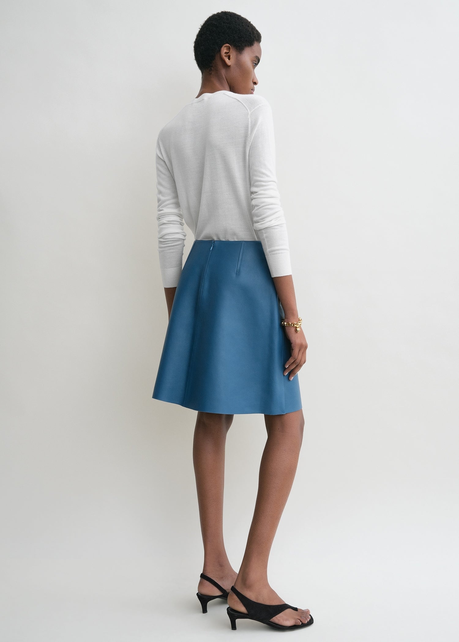 Leather skirt azure