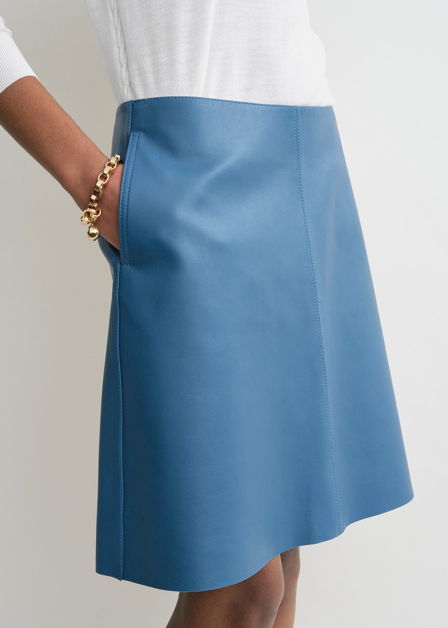 Leather skirt azure