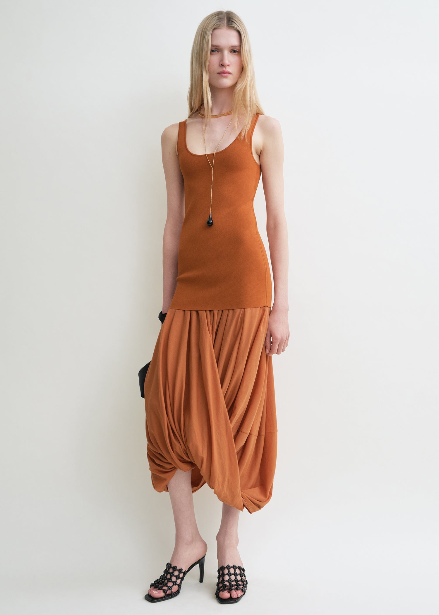 Cocoon tank dress terracotta