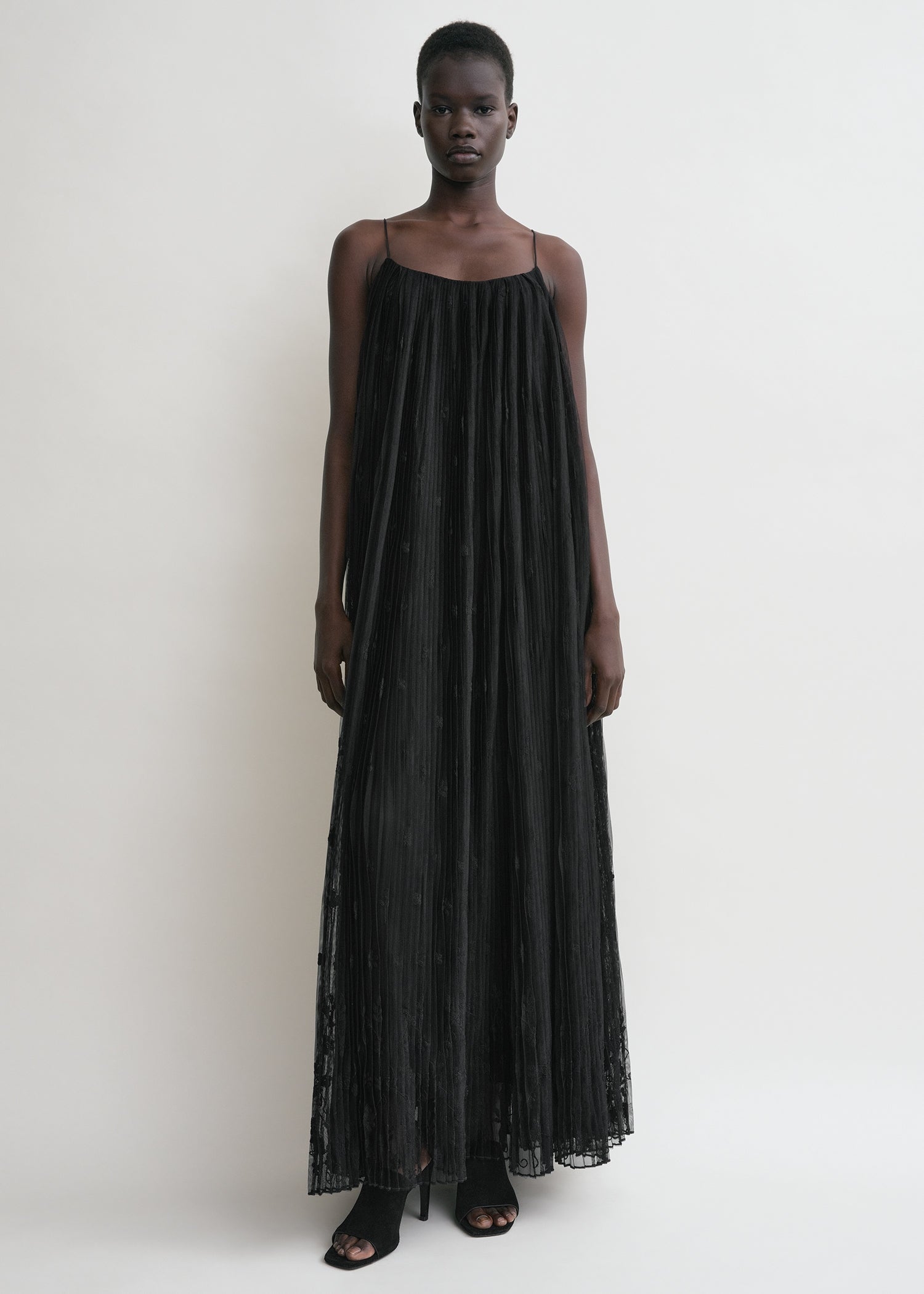 Floral tulle dress black