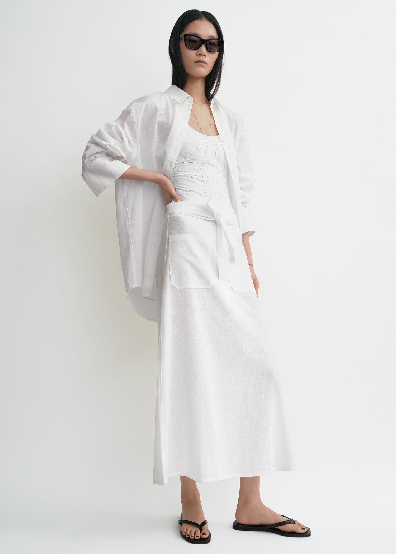 Tie-waist skirt white