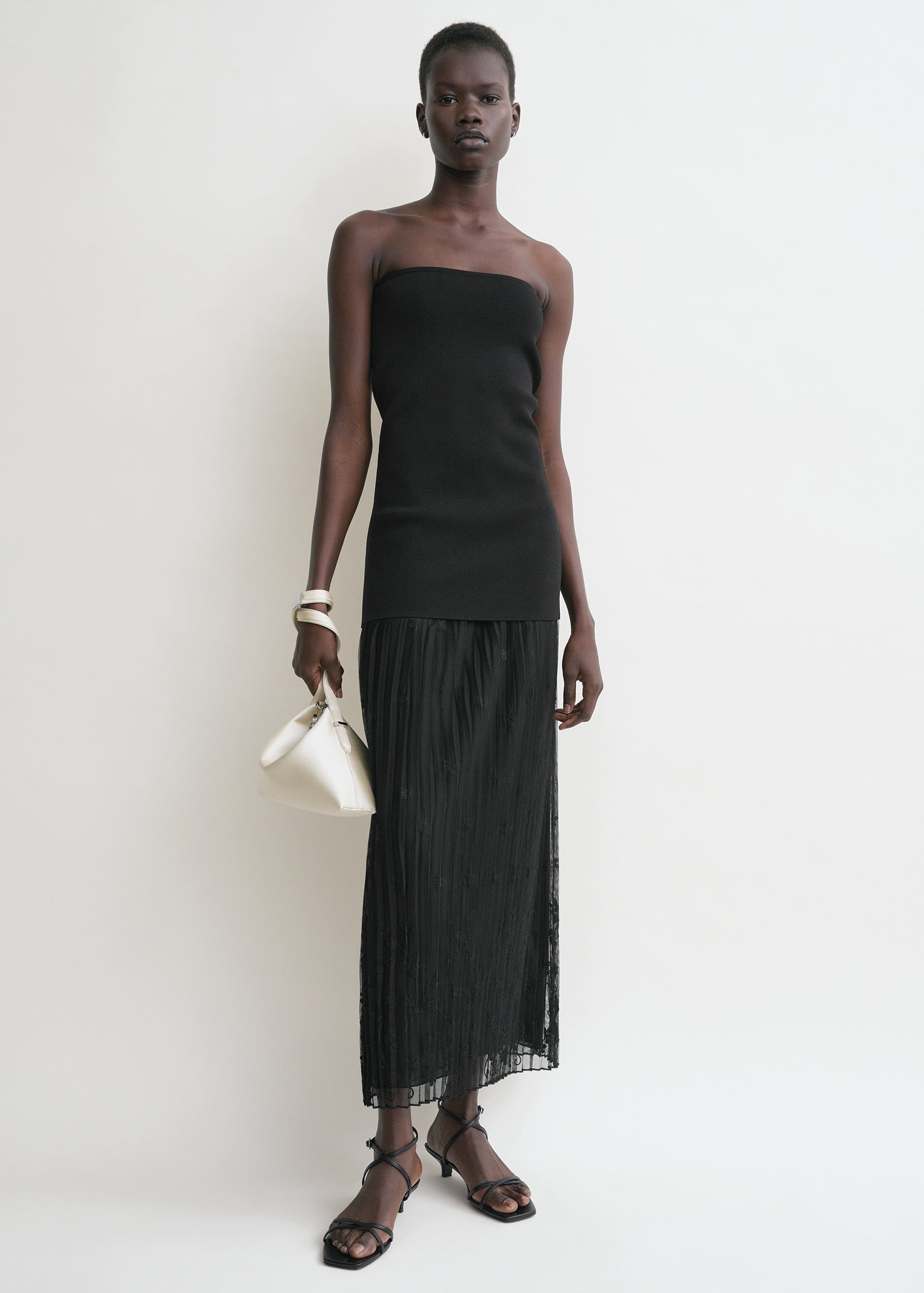 Floral tulle skirt black