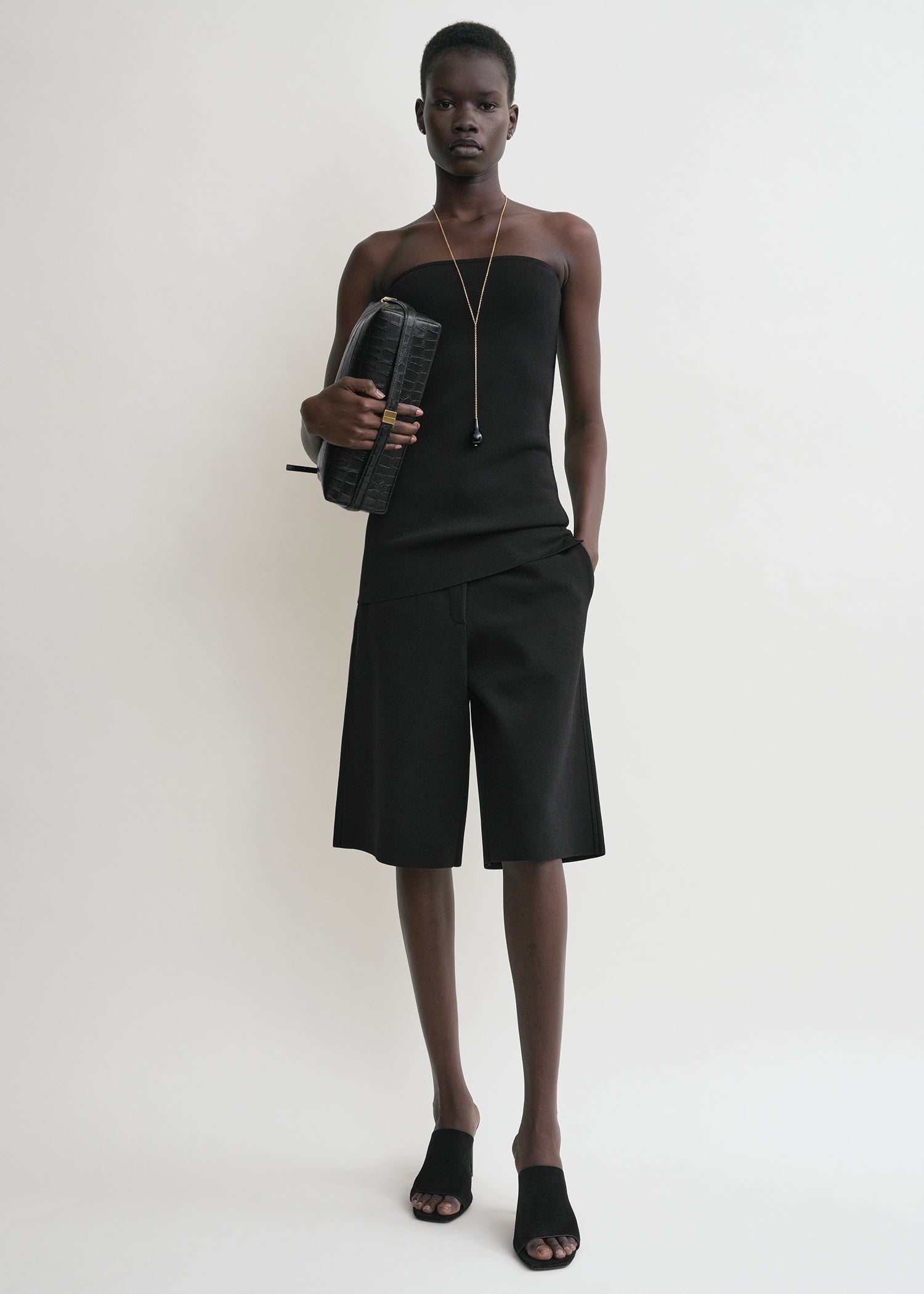 Compact knit tube top black