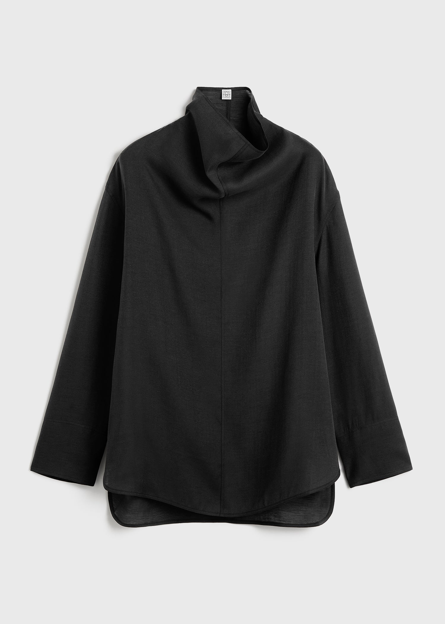 Funnel-neck organza blouse black