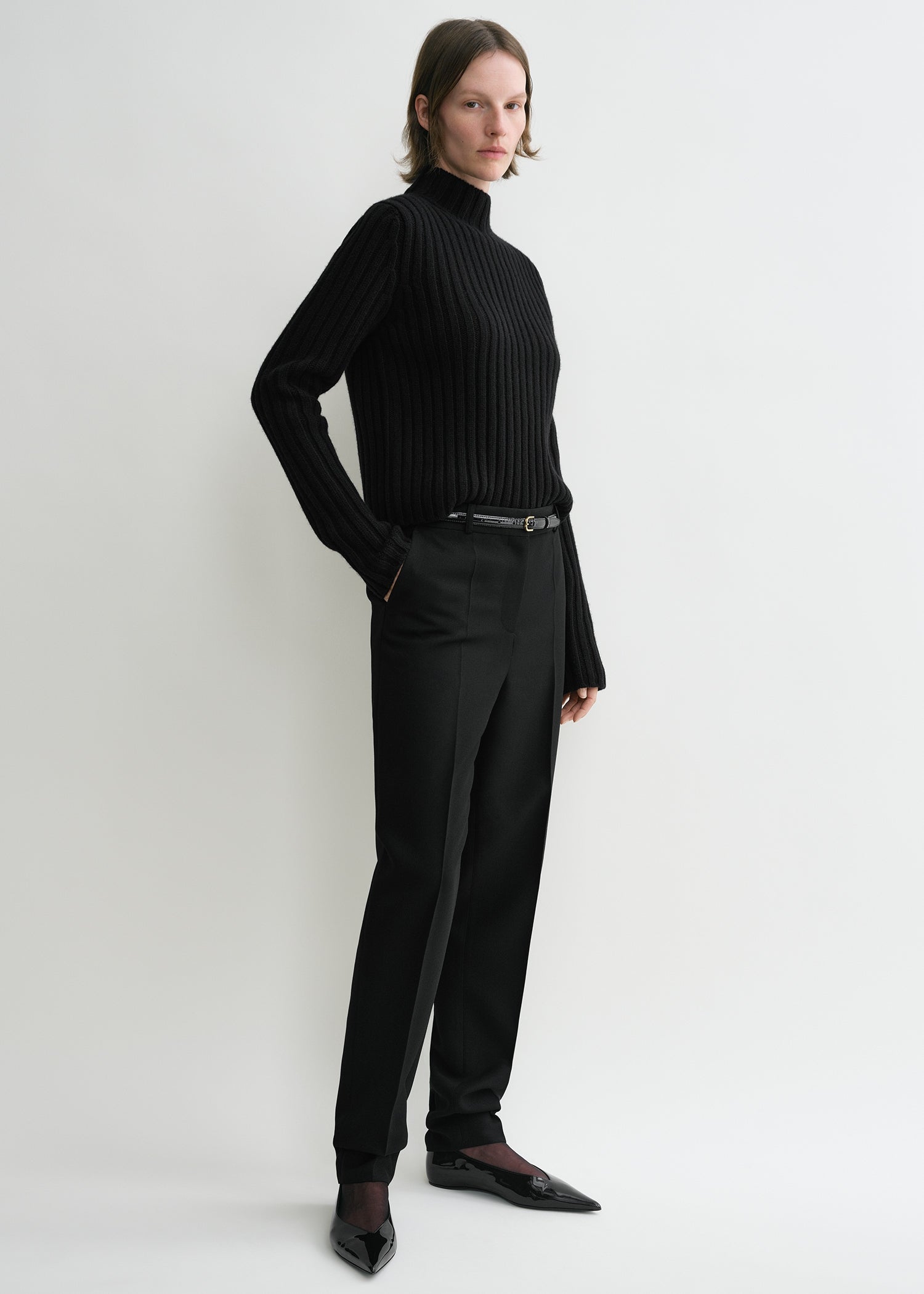 Petite chunky rib knit black