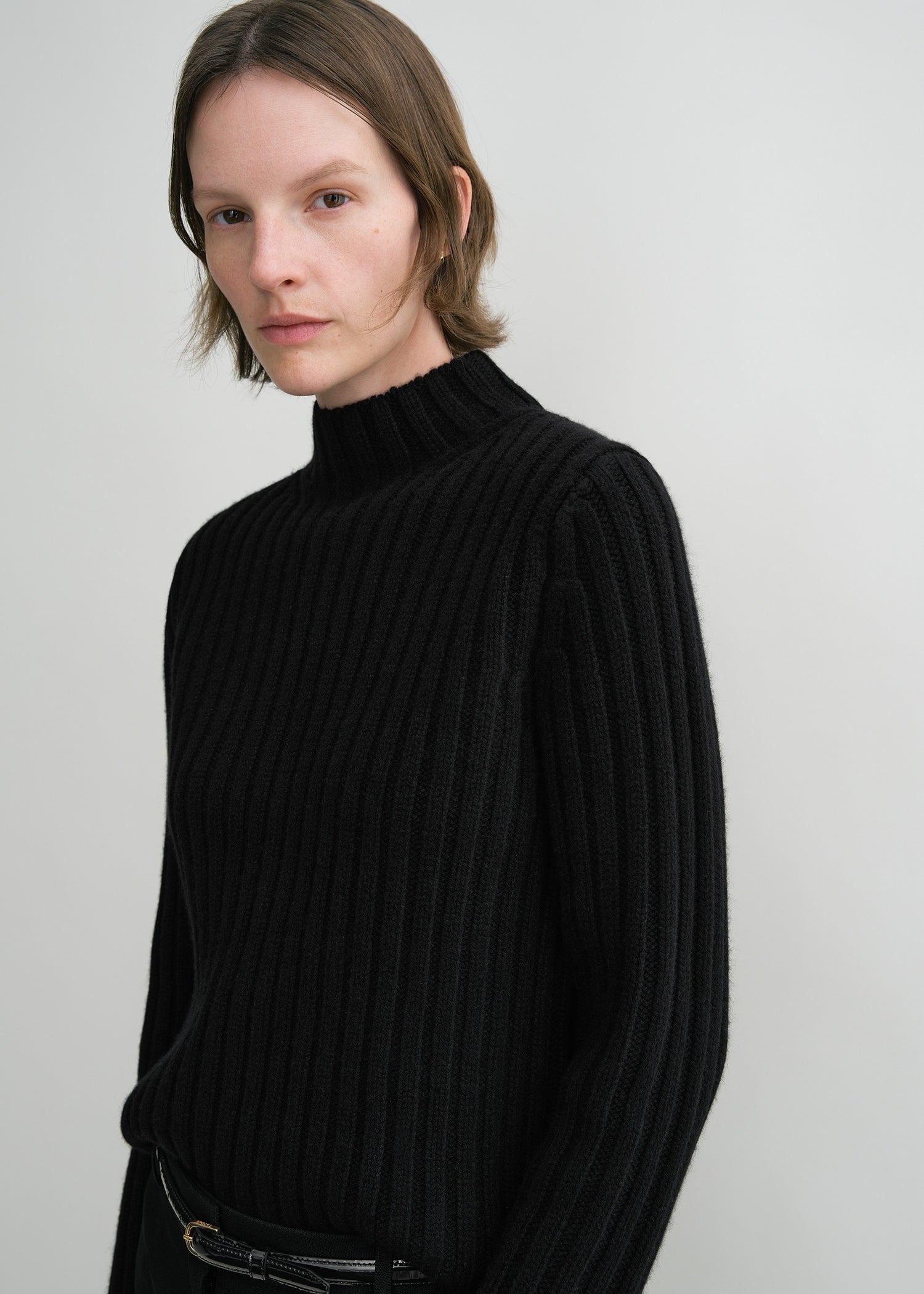 Petite chunky rib knit black