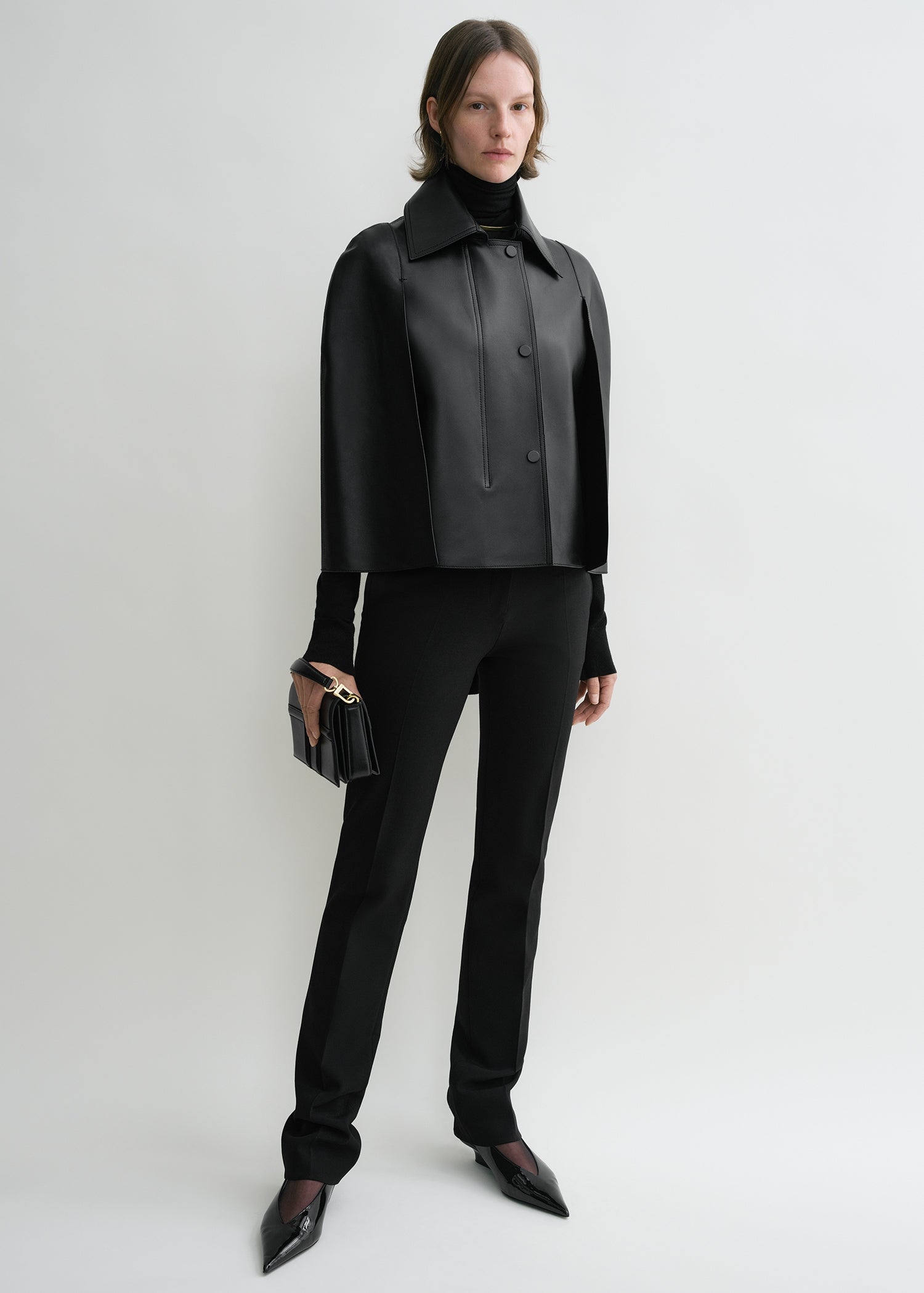 Double leather cape black
