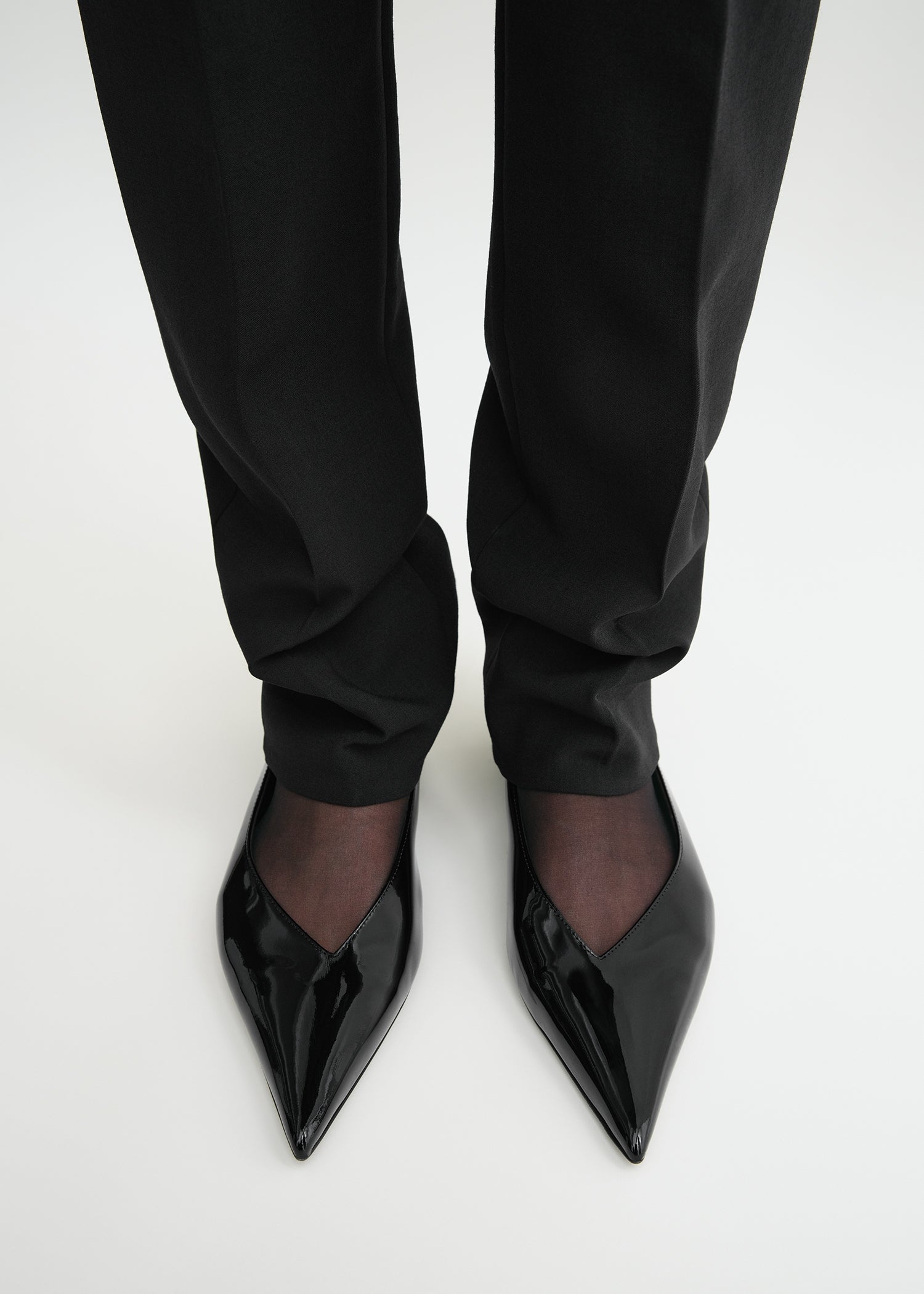Patent asymmetric ballerinas black