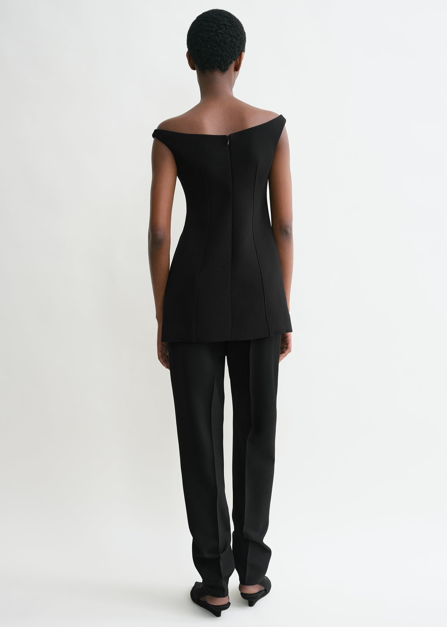Curved off-shoulder top black