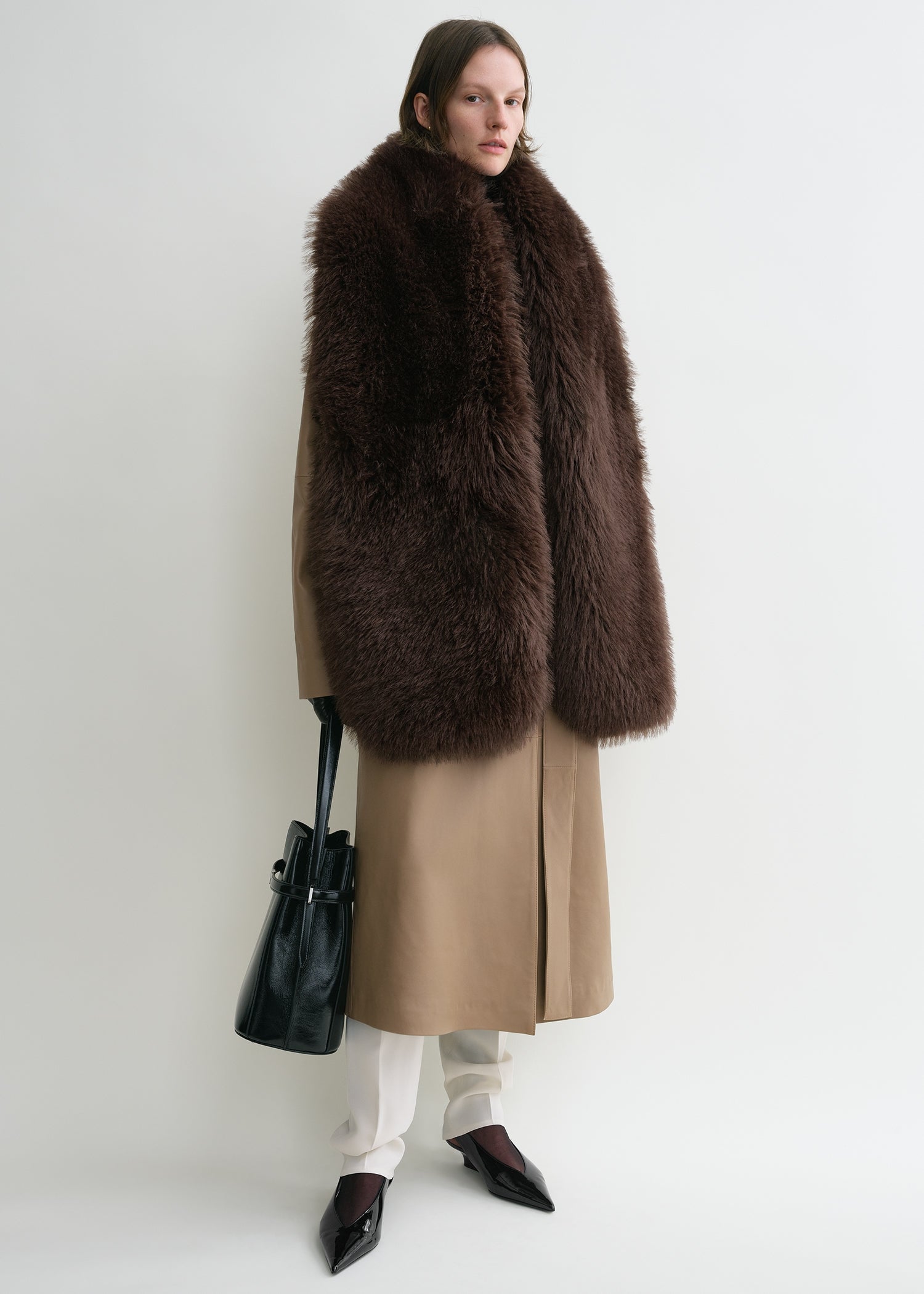 Faux fur stole beaver brown
