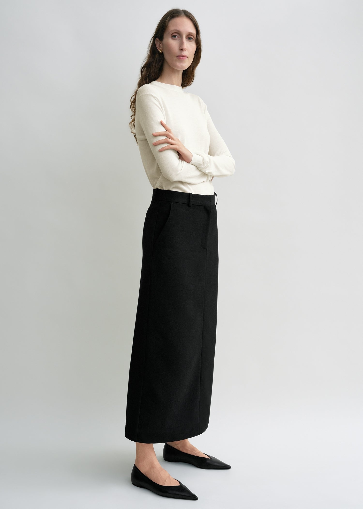 Fine crew knit ecru
