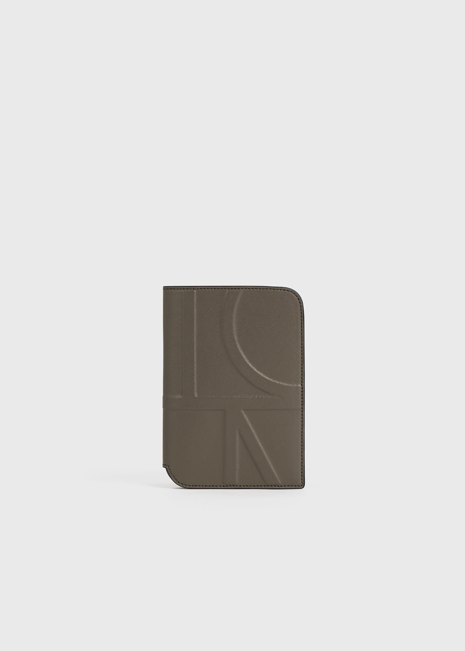 Monogram leather passport holder ash
