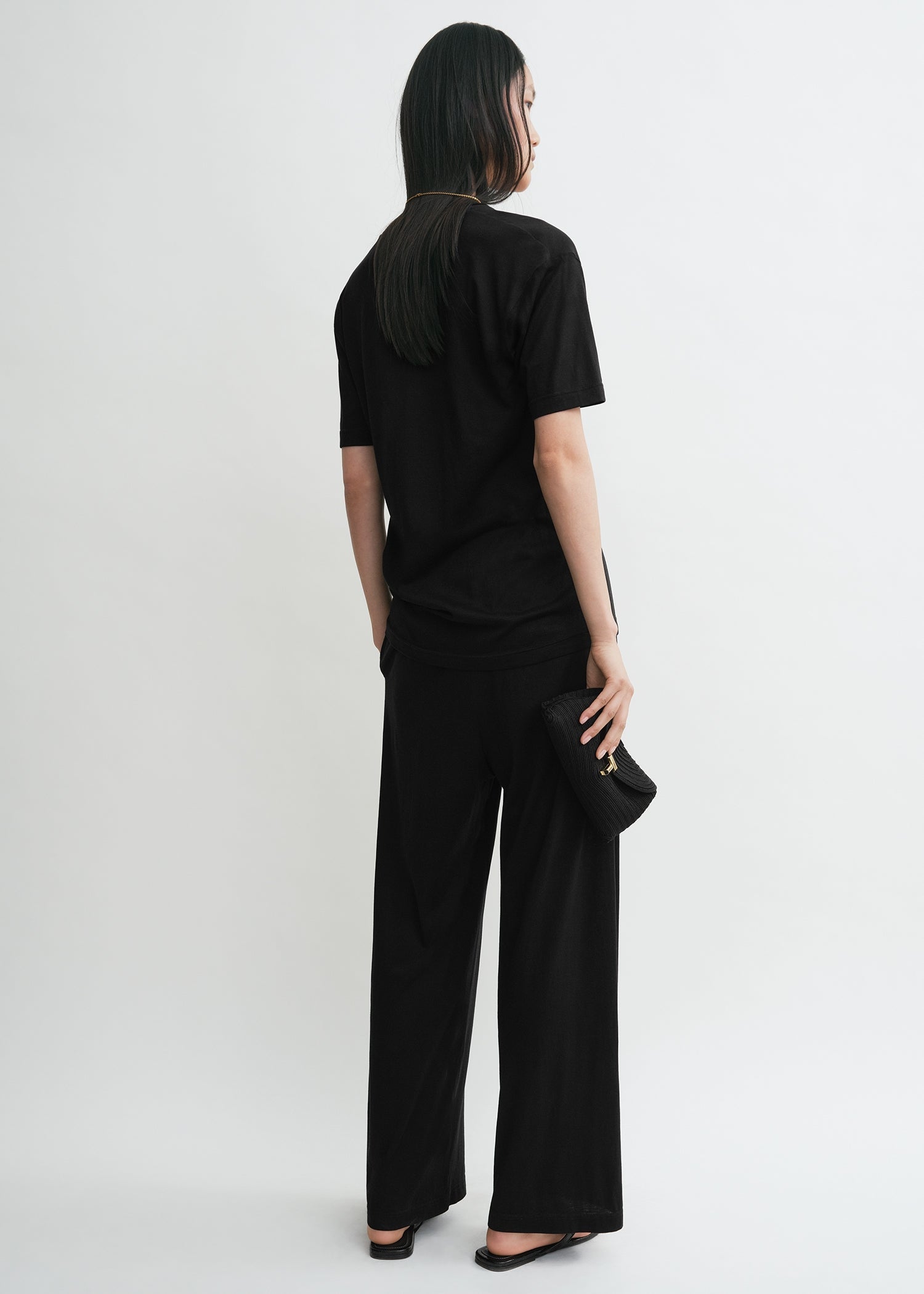 Cotton silk pj bottoms black