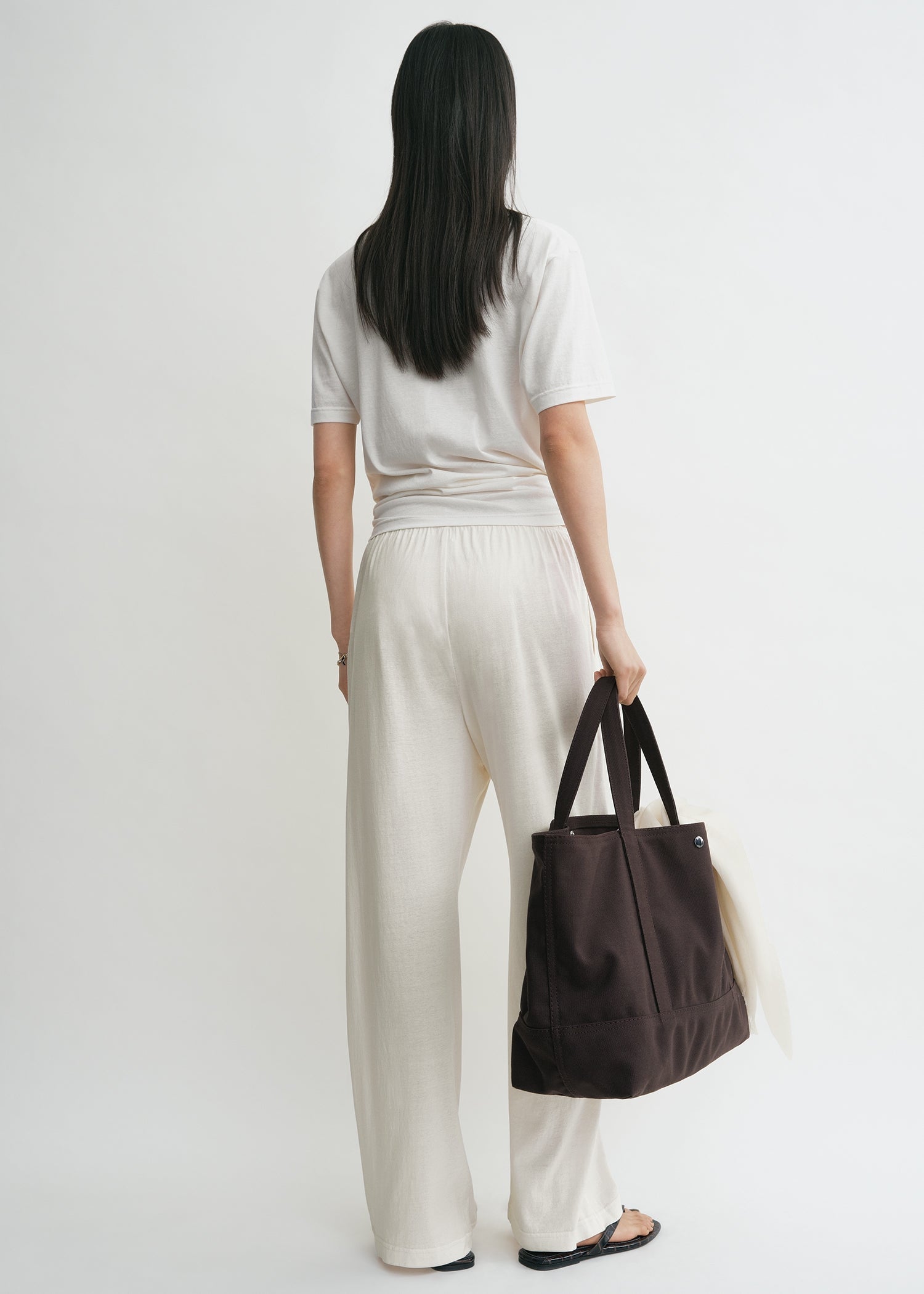 Cotton silk pj bottoms off-white