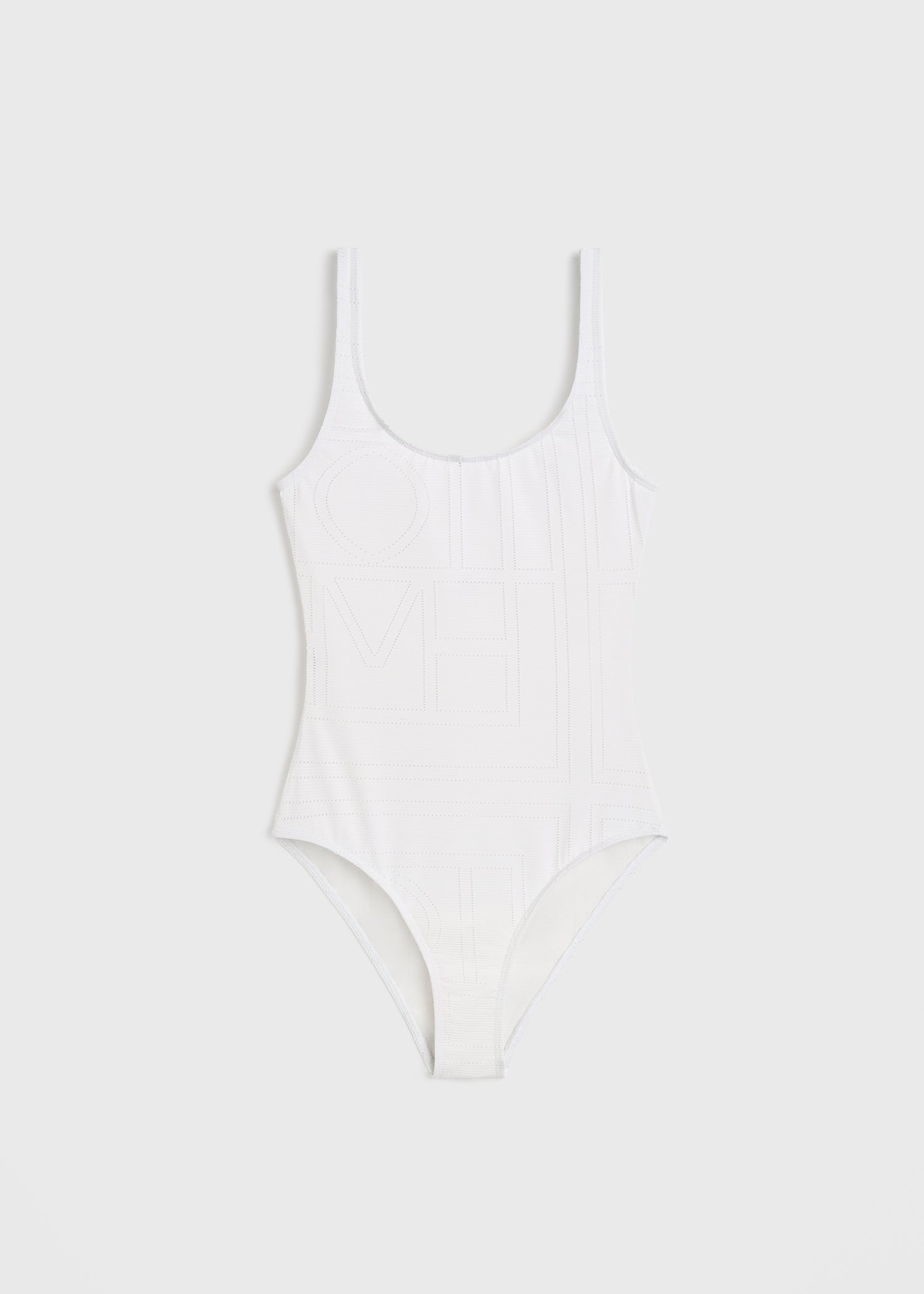 Monogram pointelle swimsuit white