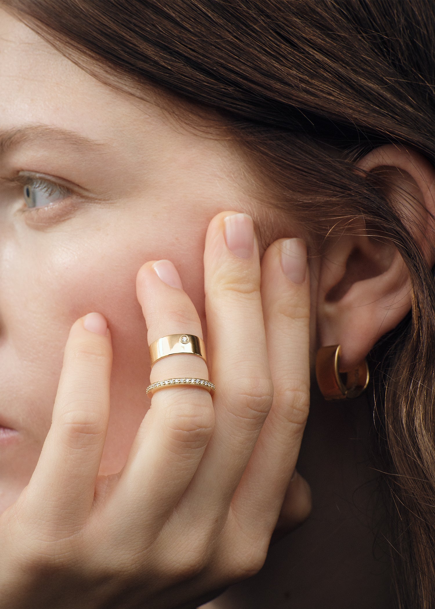 Cigar diamond midi ring 18kt gold