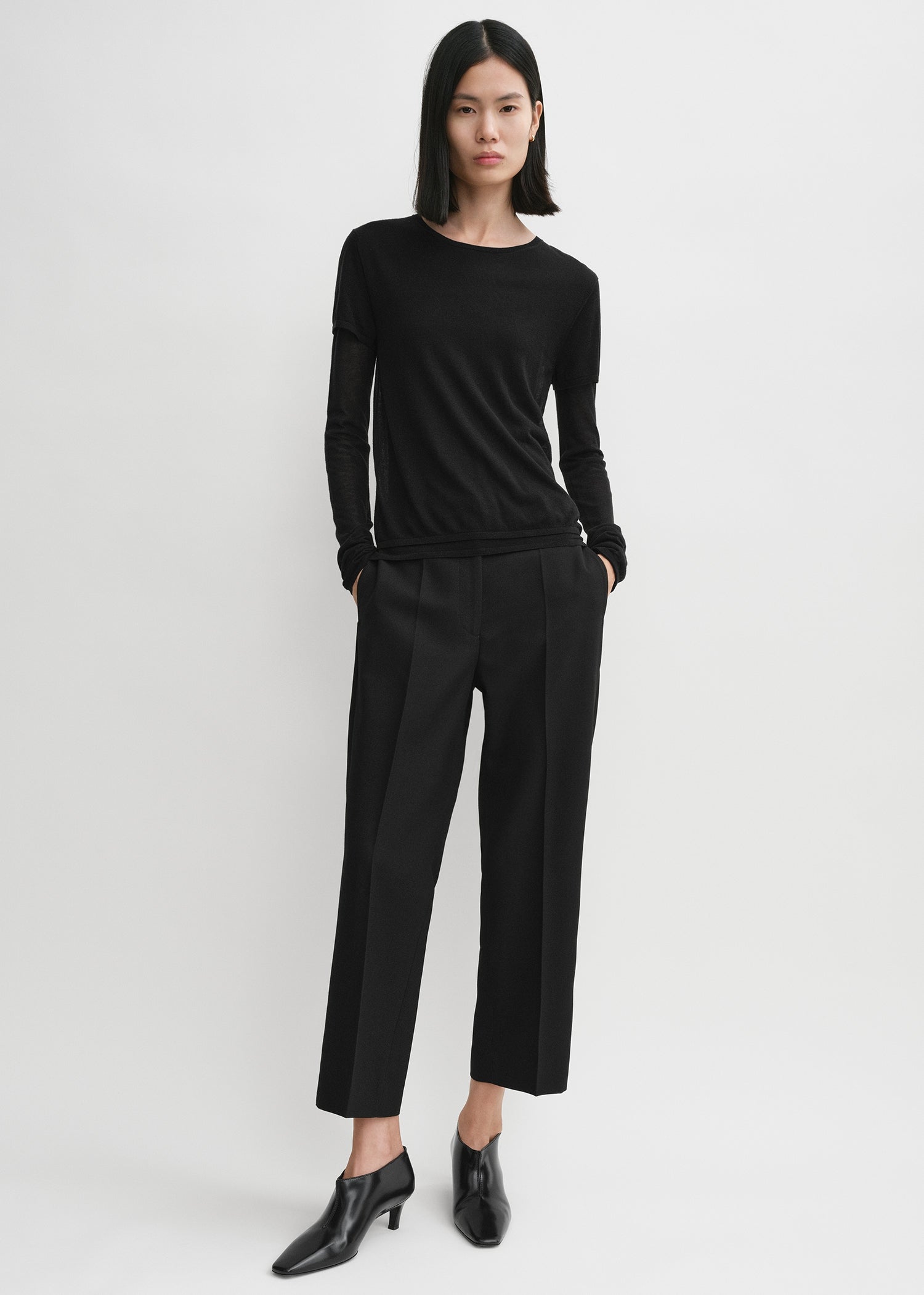 Layered knit tee black