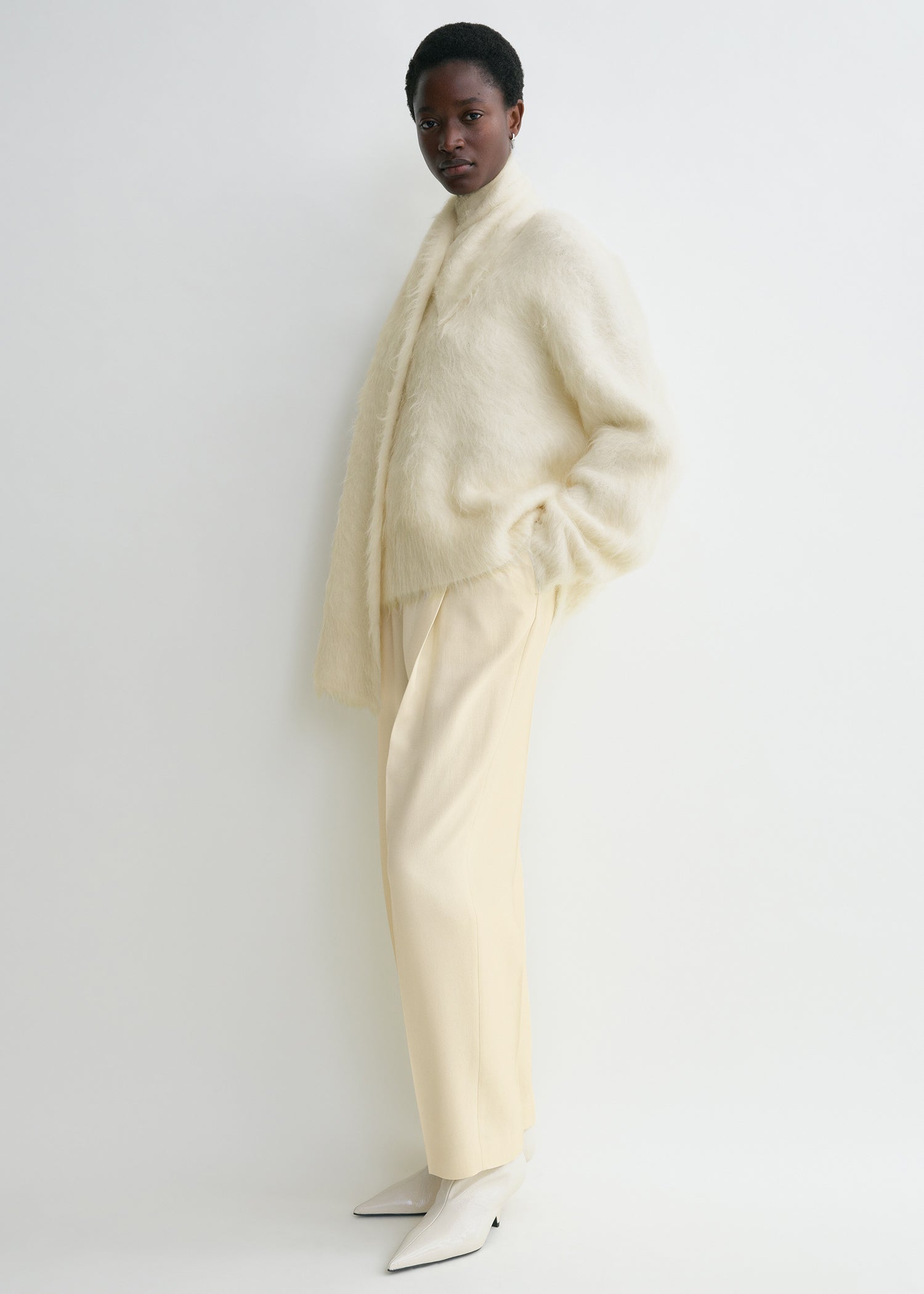 Draped-scarf knit ivory