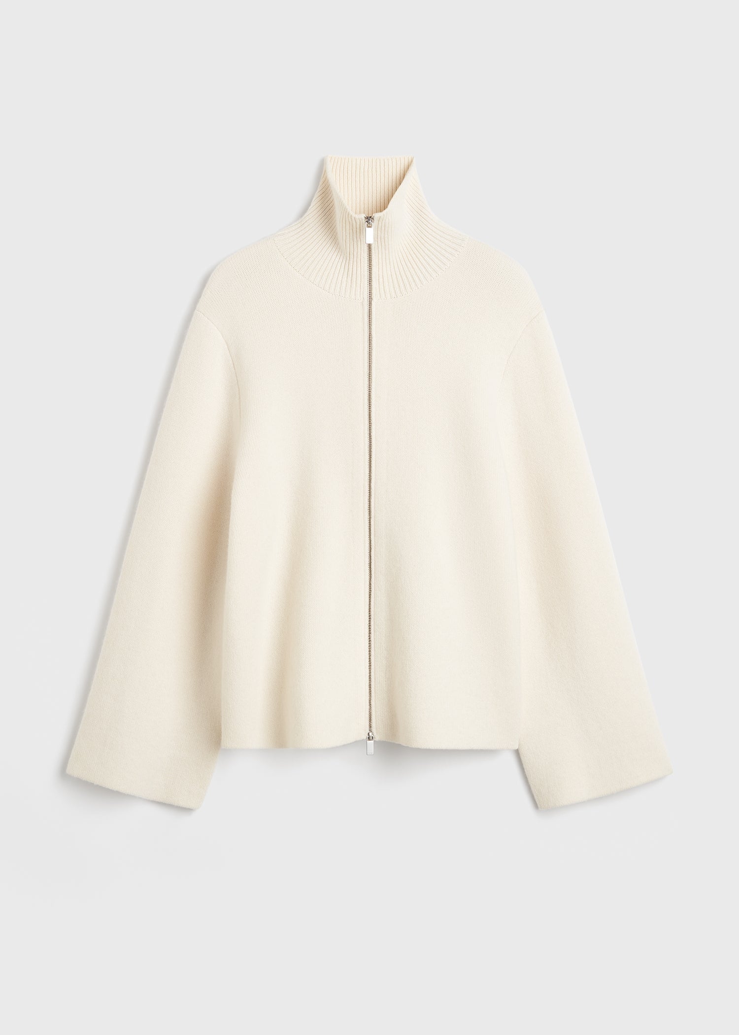 Double-knit zip sweater off-white