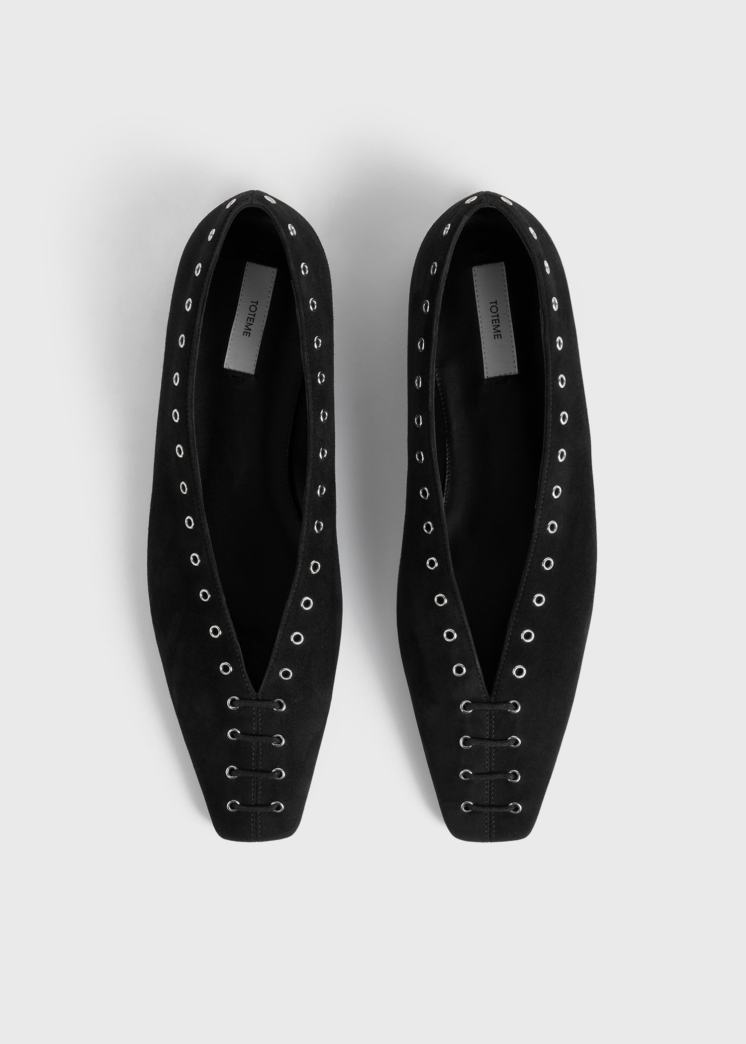 Suede lace-up ballerinas black