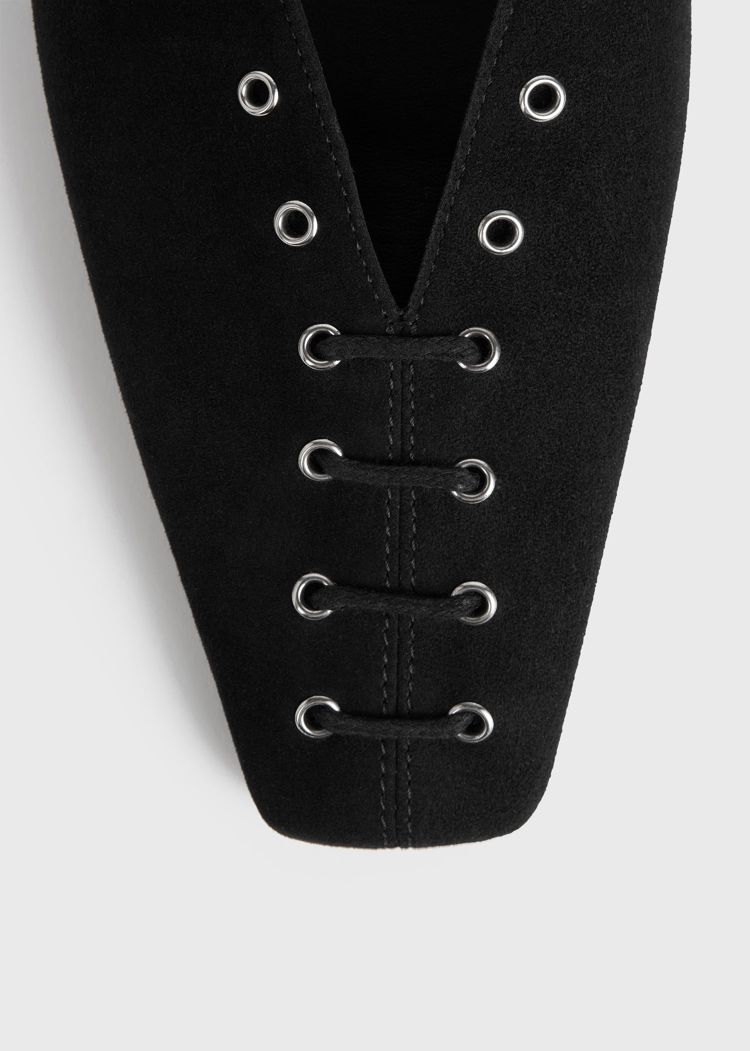 Suede lace-up ballerinas black