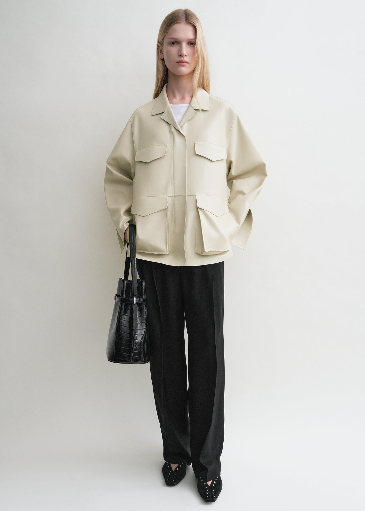 Army leather jacket peanut