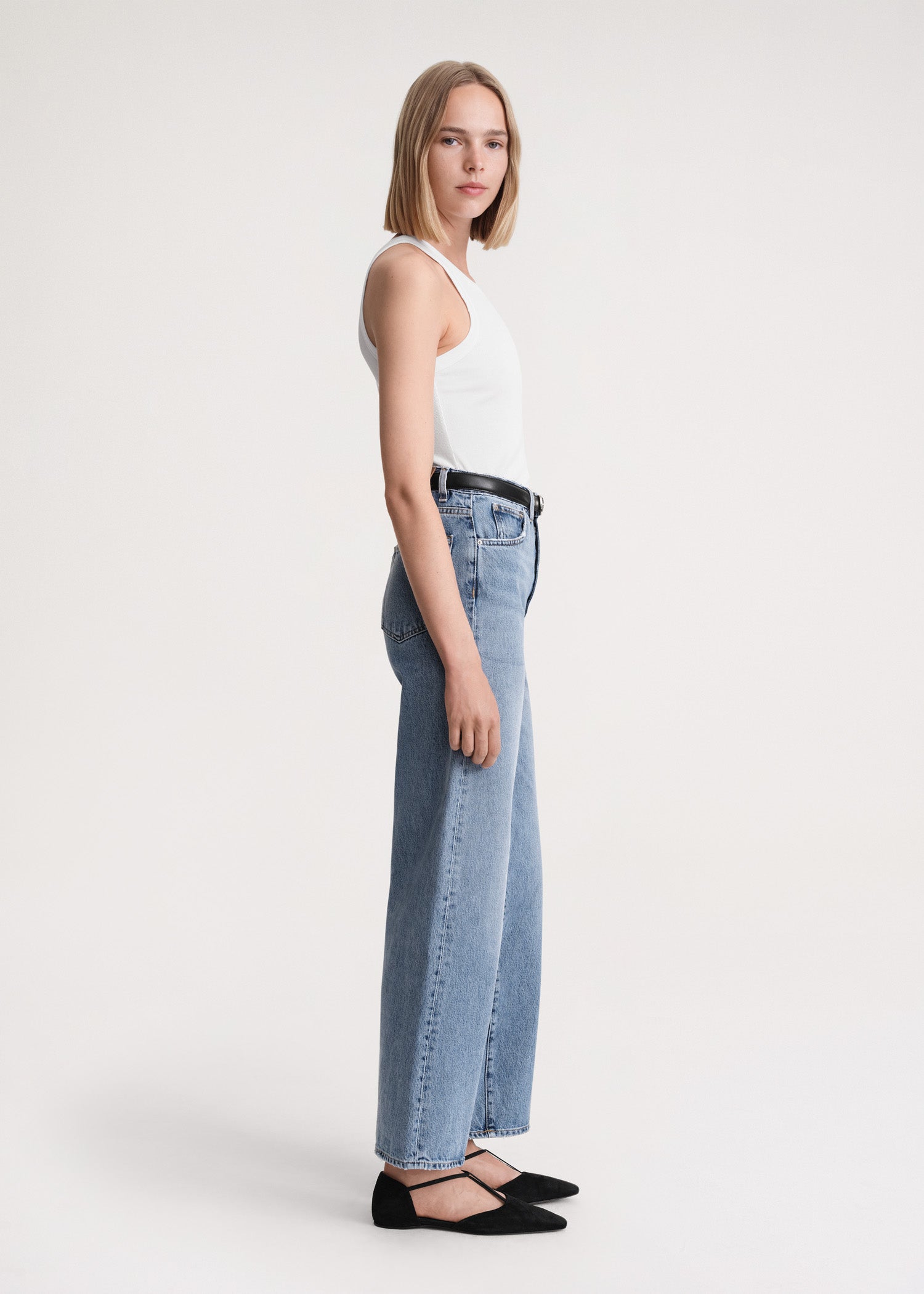 Flare fit denim worn blue