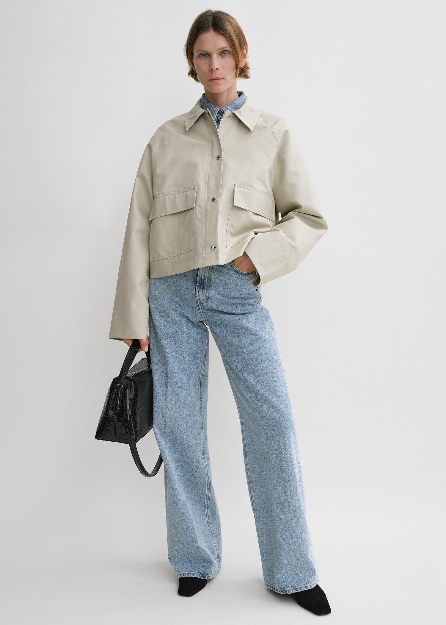 Cropped cotton jacket sand