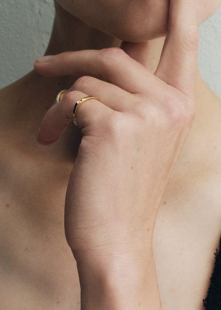 Diamond chain ring 18kt gold