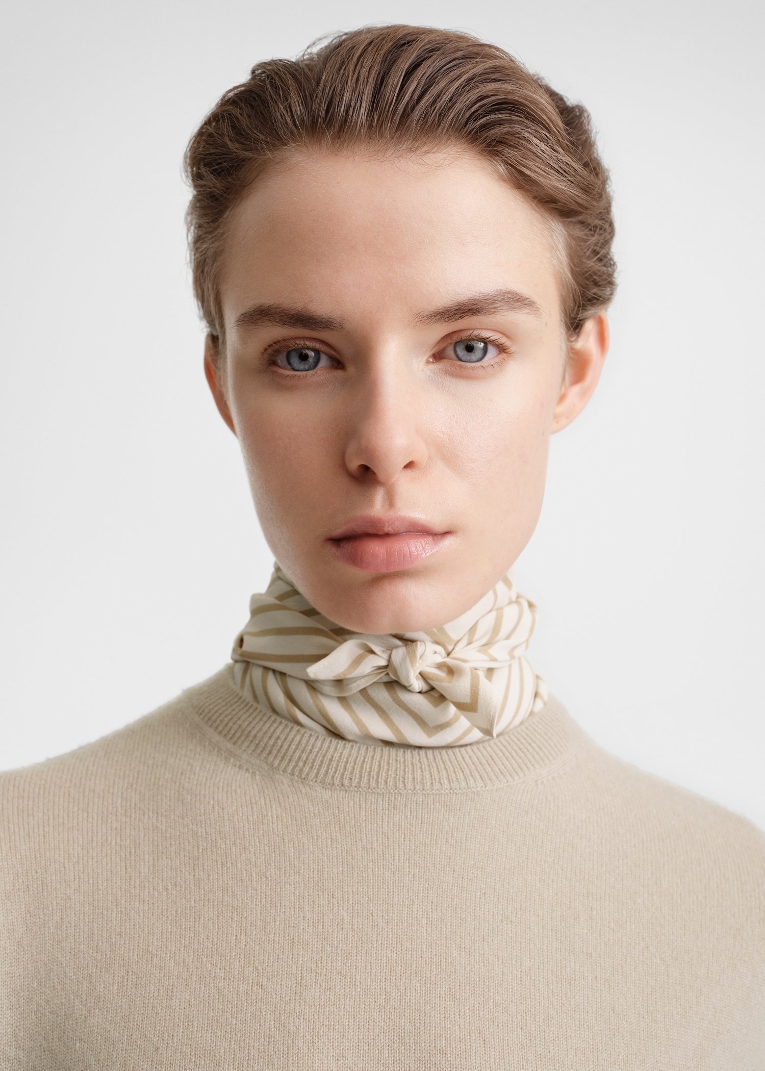 Signature monogram silk scarf peanut butter