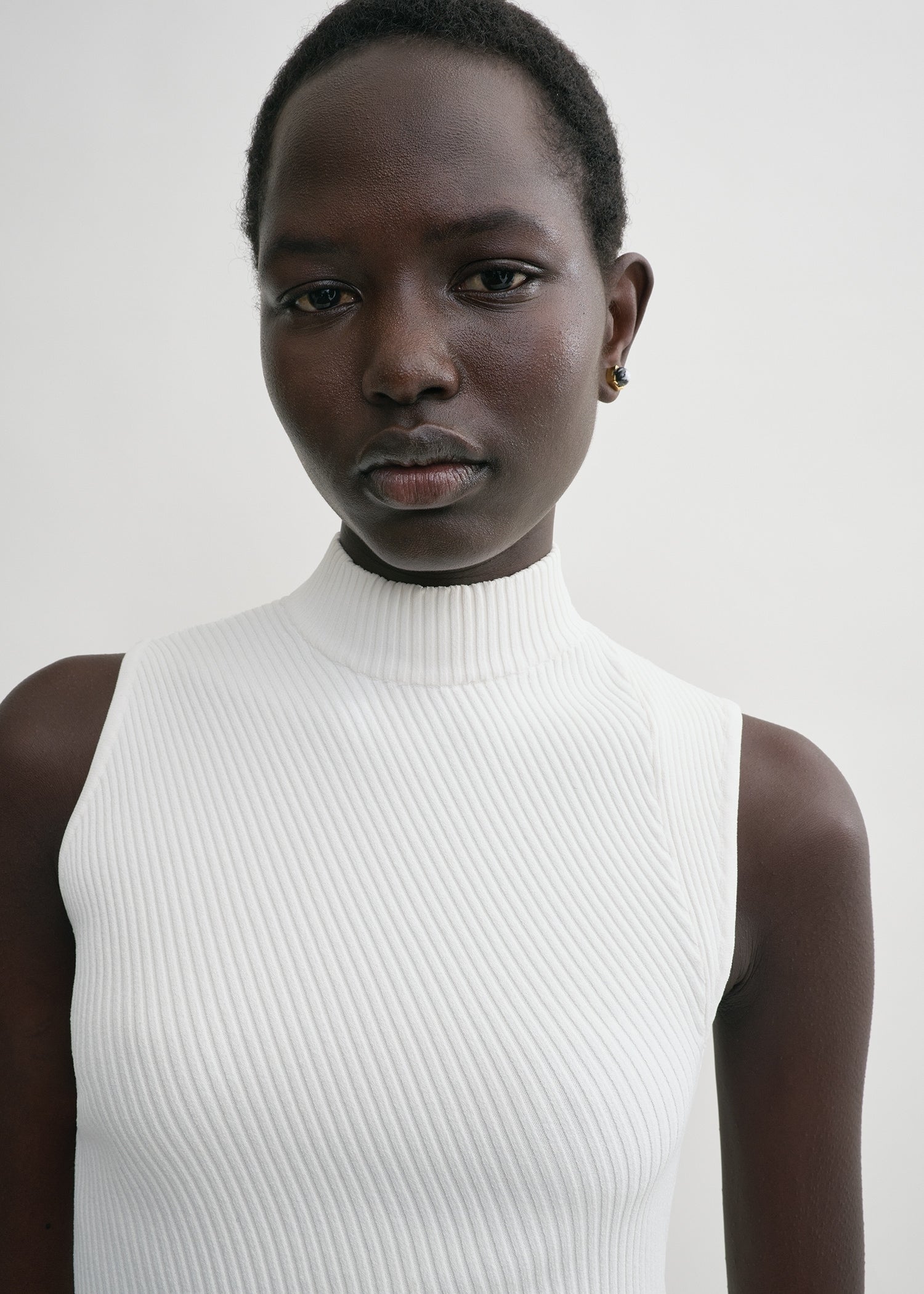 Asymmetric knit top meringue